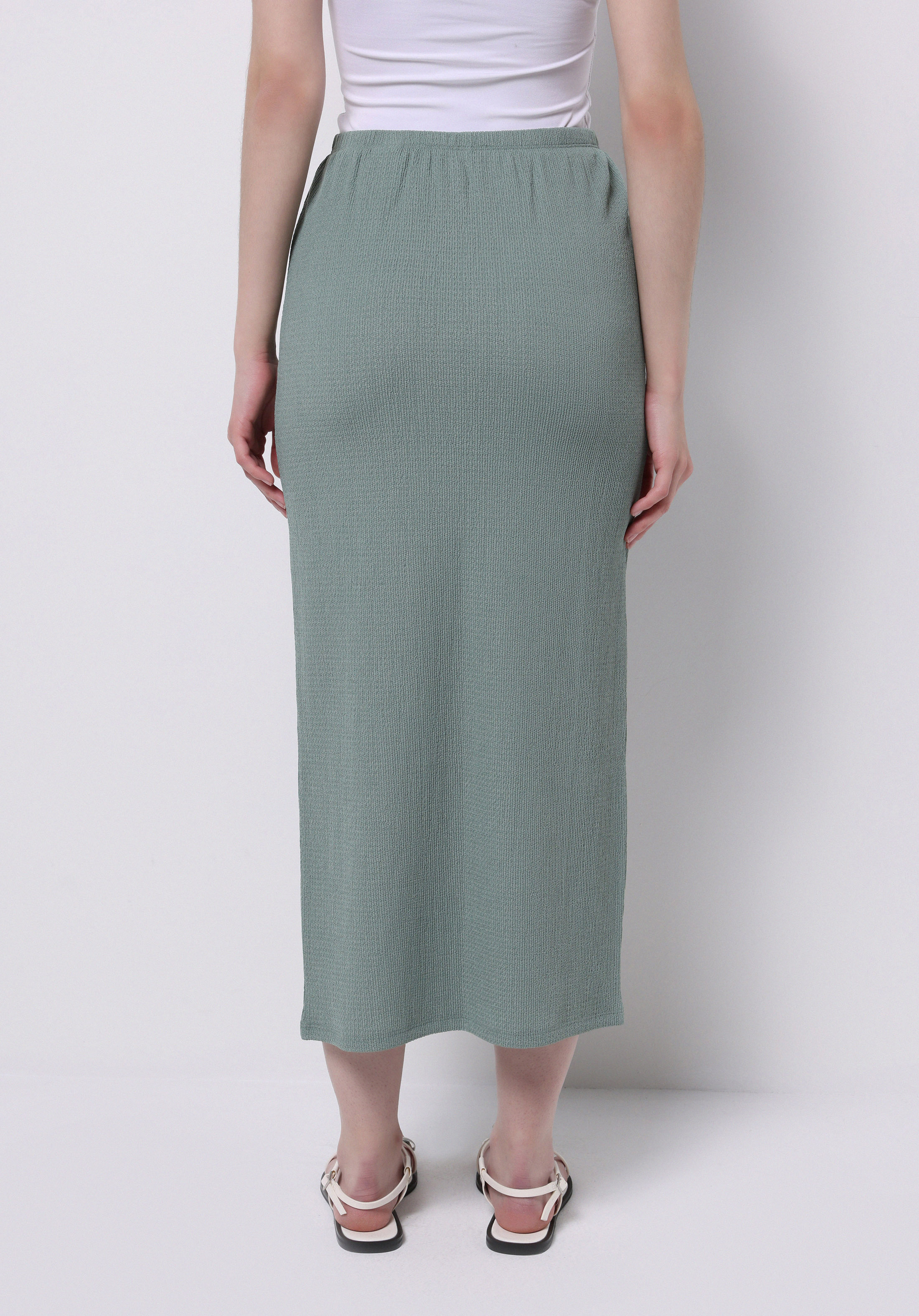 Slim Fit Düz  Kadın Yeşil Etek