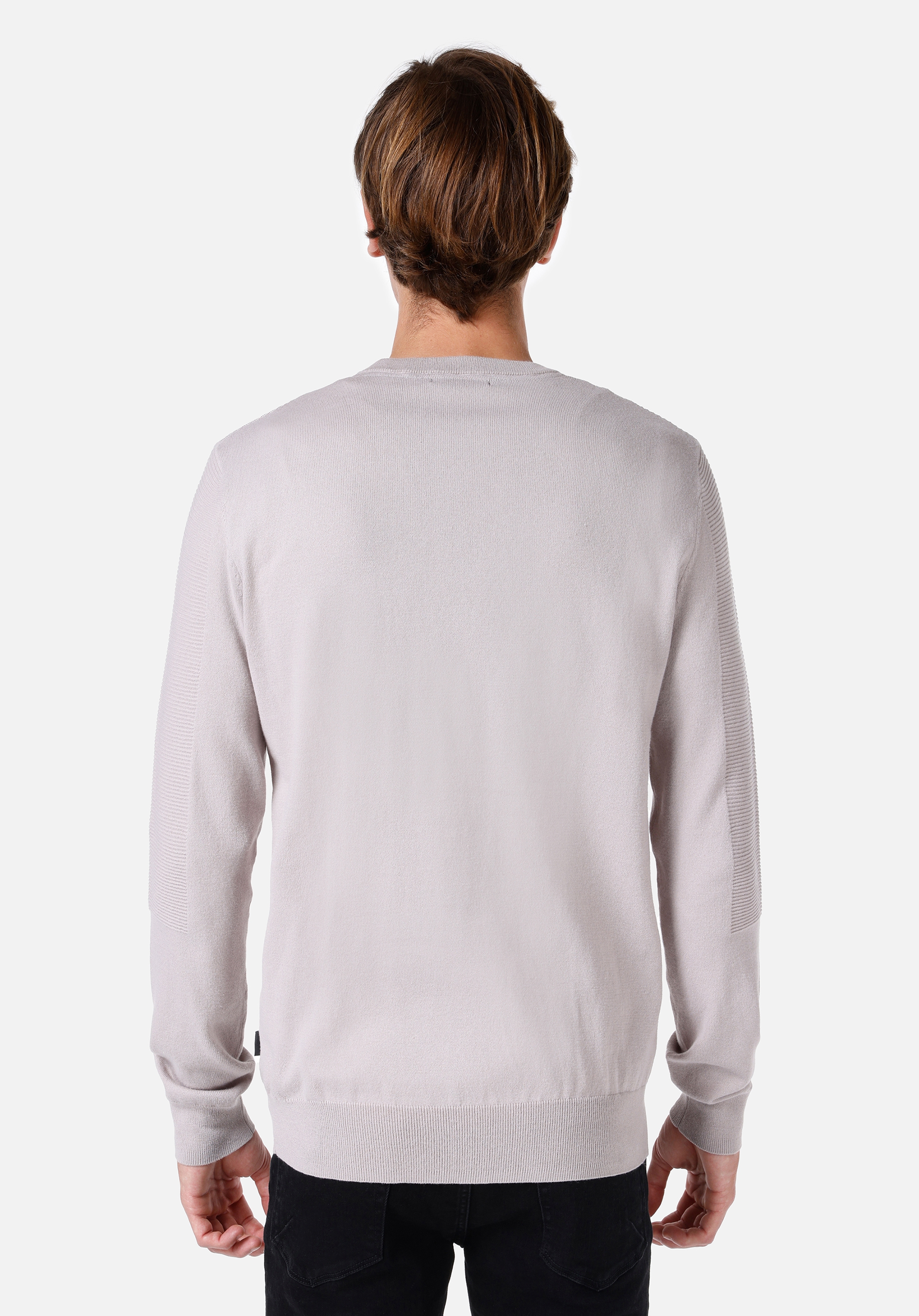 Regular Fit Yuvarlak Yaka Jakarlı Erkek Gri Kazak