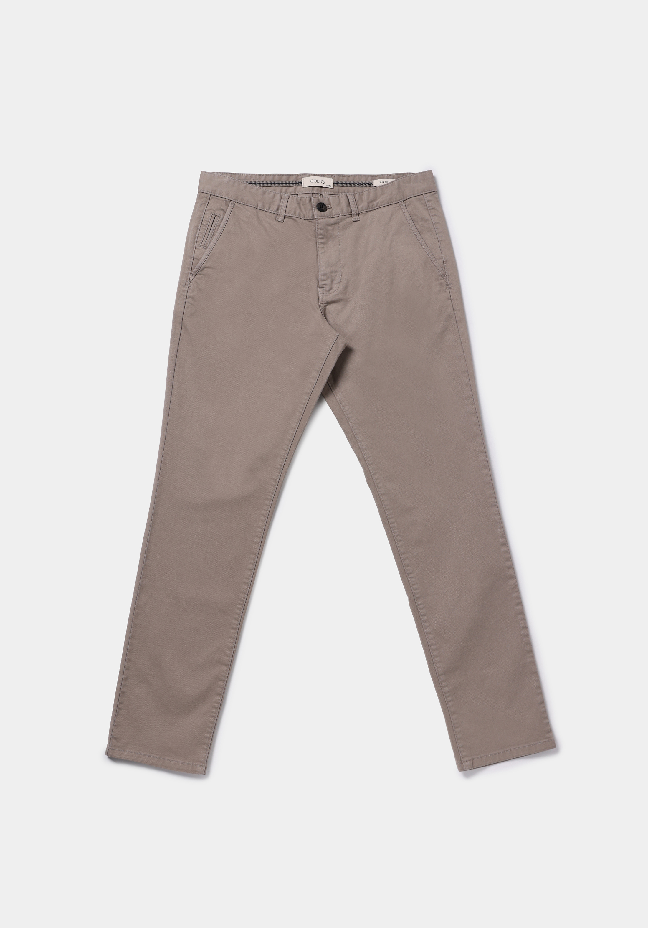 Slim Fit Orta Bel Düz Paça Erkek Bej  Pantolon