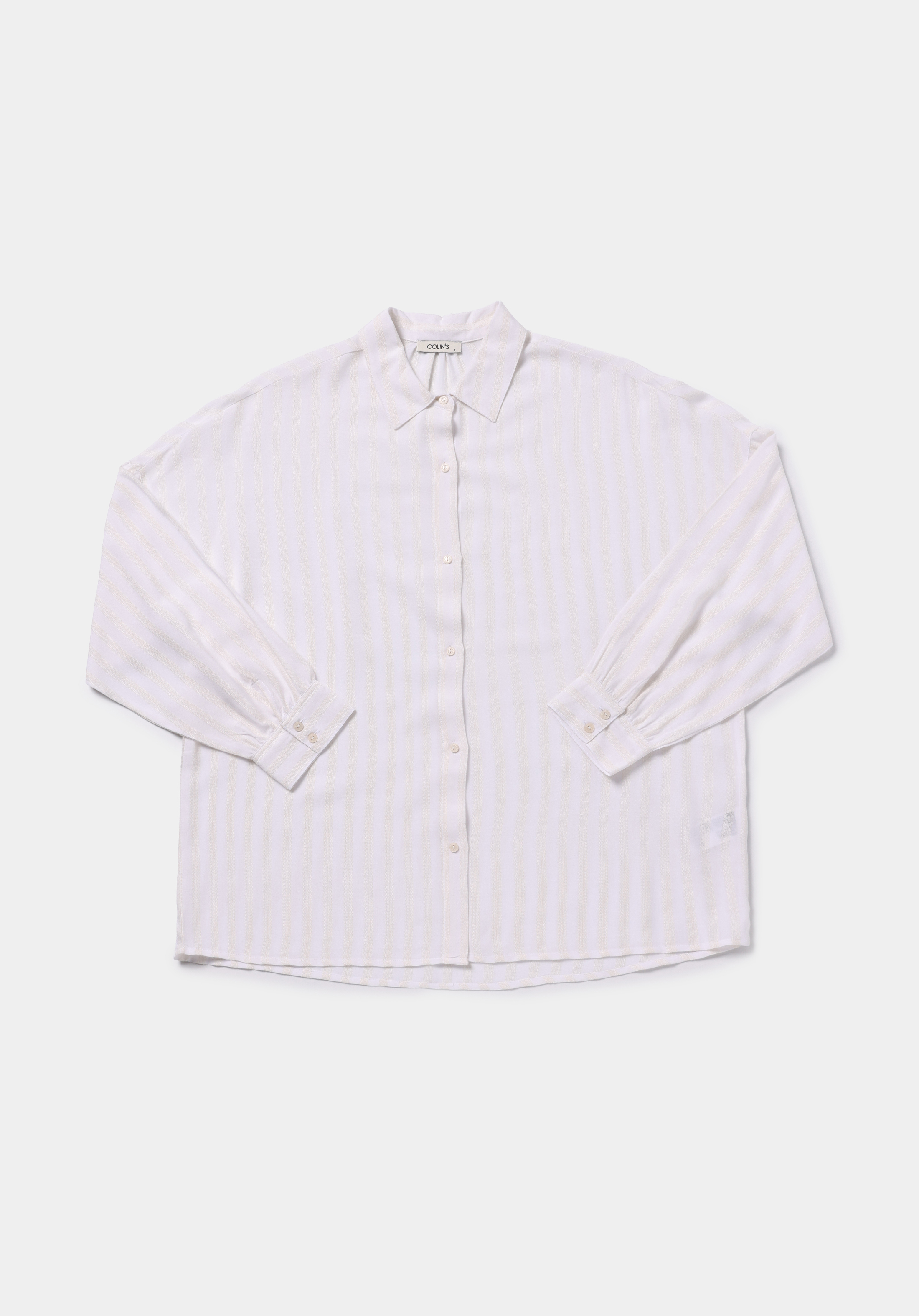 Fashion Fit Shirt Neck Jakarlı Kadın Ekru Uzun Kol Gömlek