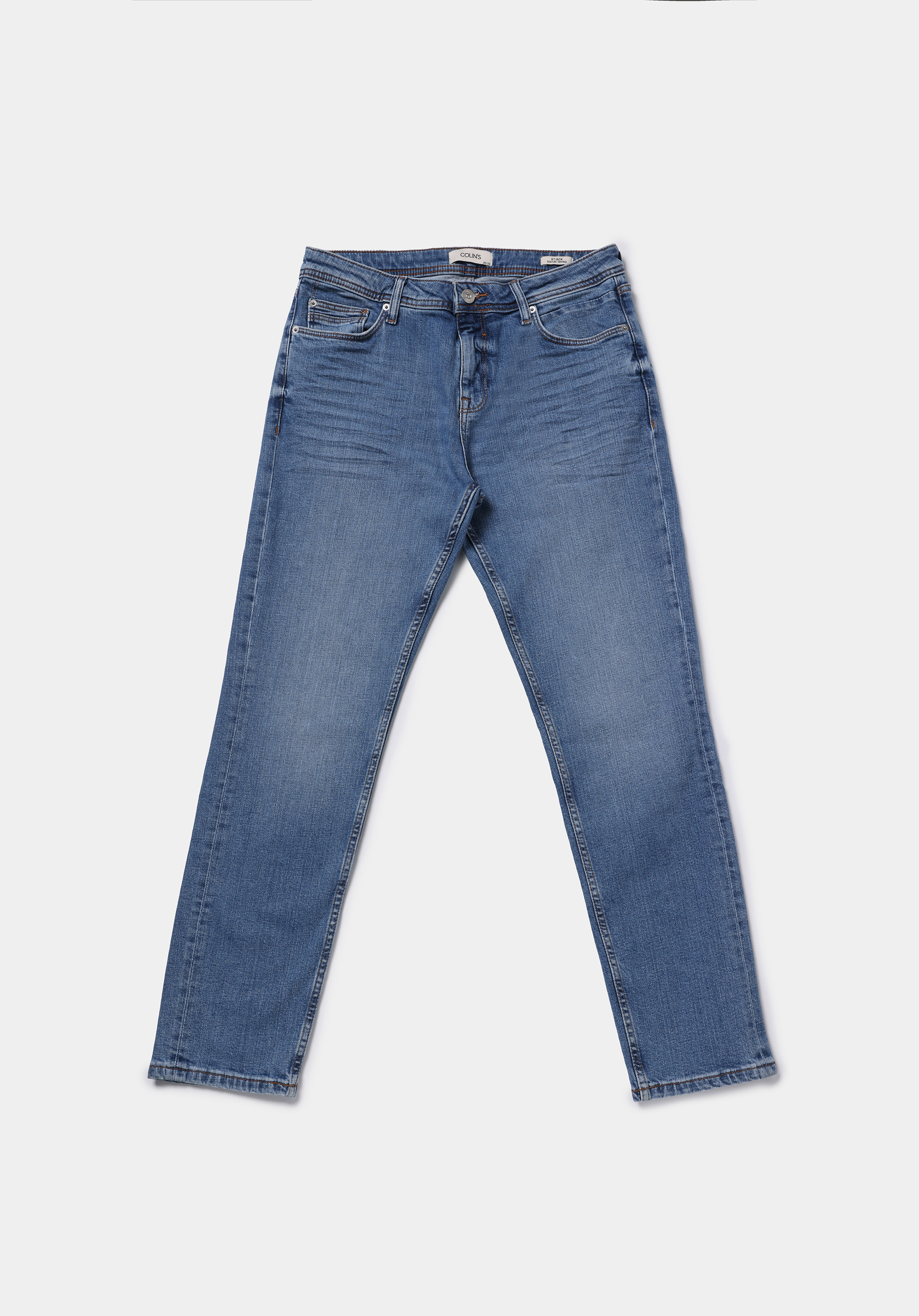 Regular Fit   Erkek Mid İndigo Denim Jean Pantolon