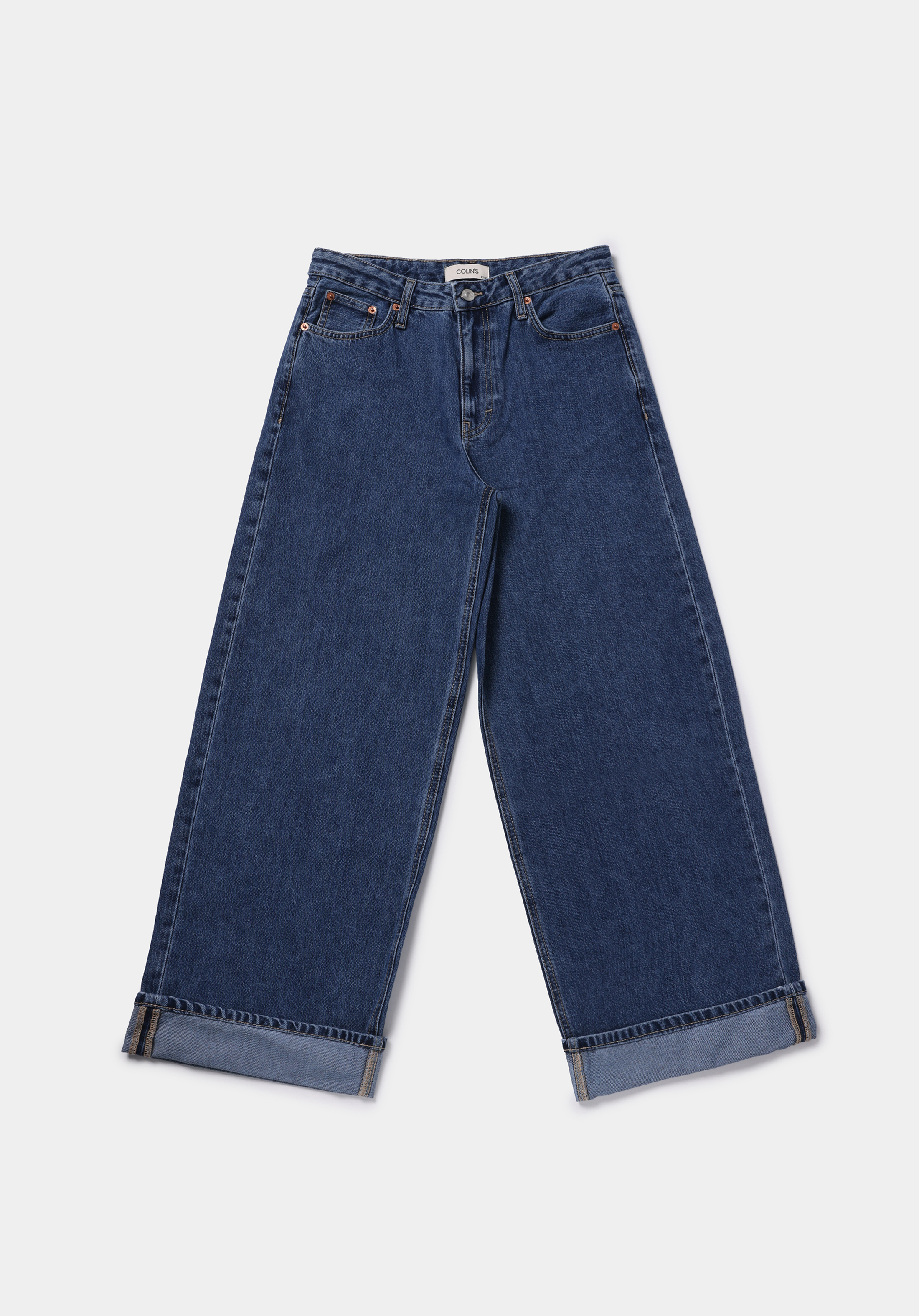 Loose Fit   Kadın Dark İndigo Denim Jean Pantolon