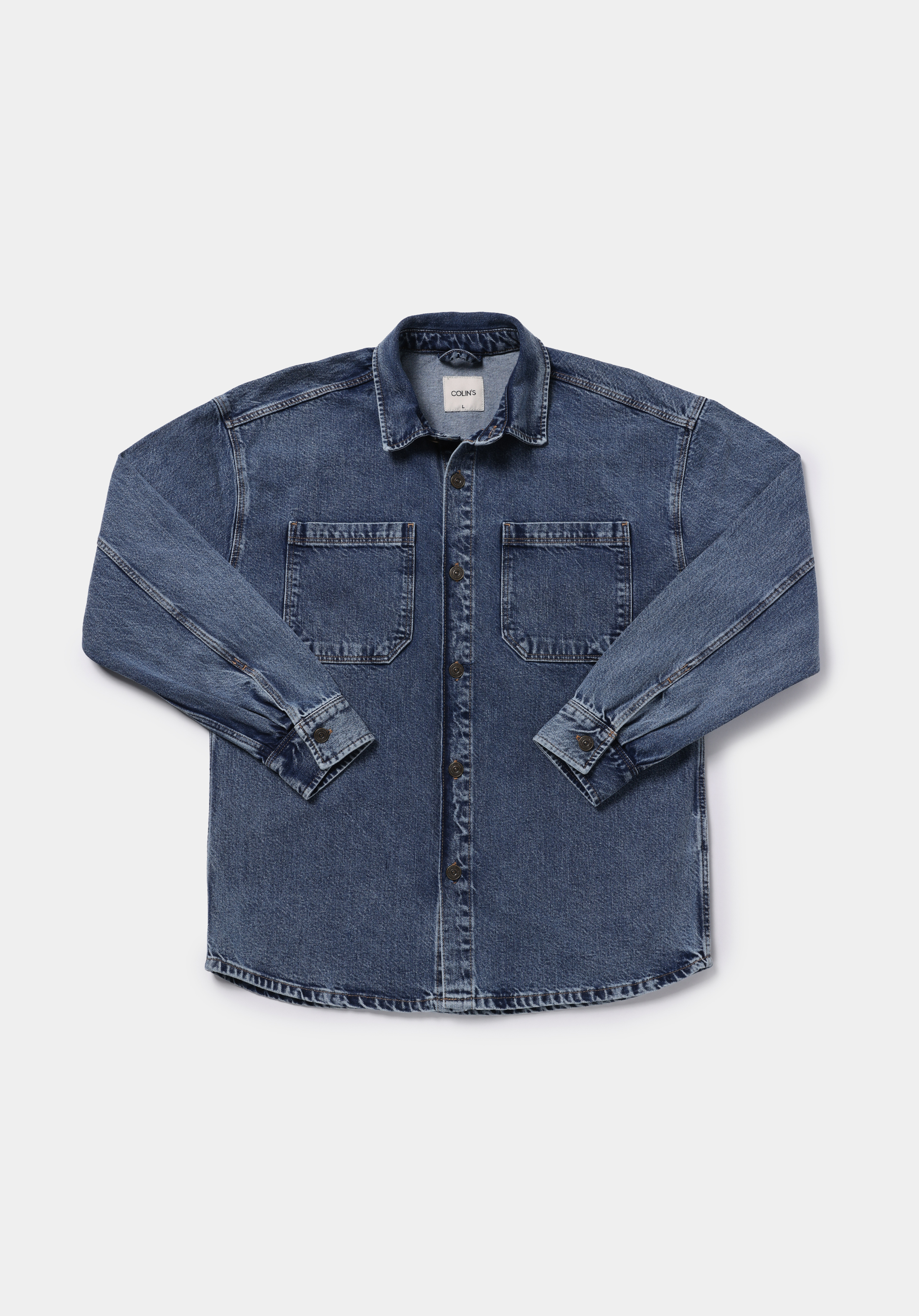 Oversize Fit   Erkek Mavi Shacket