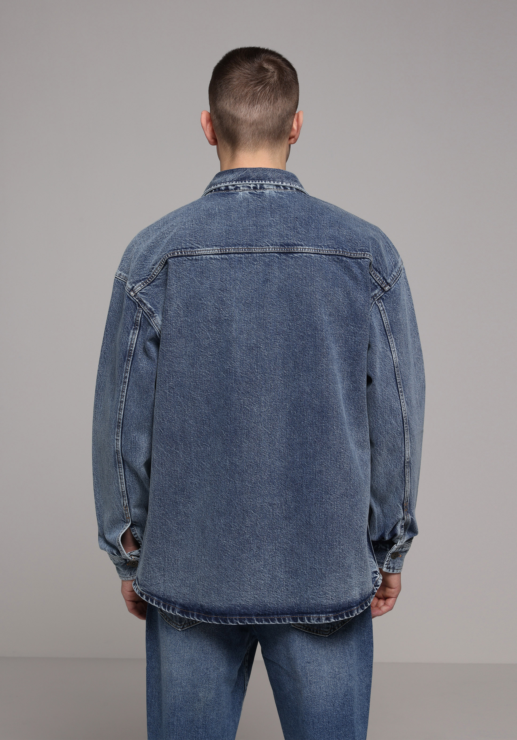 Oversize Fit   Erkek Mavi Shacket