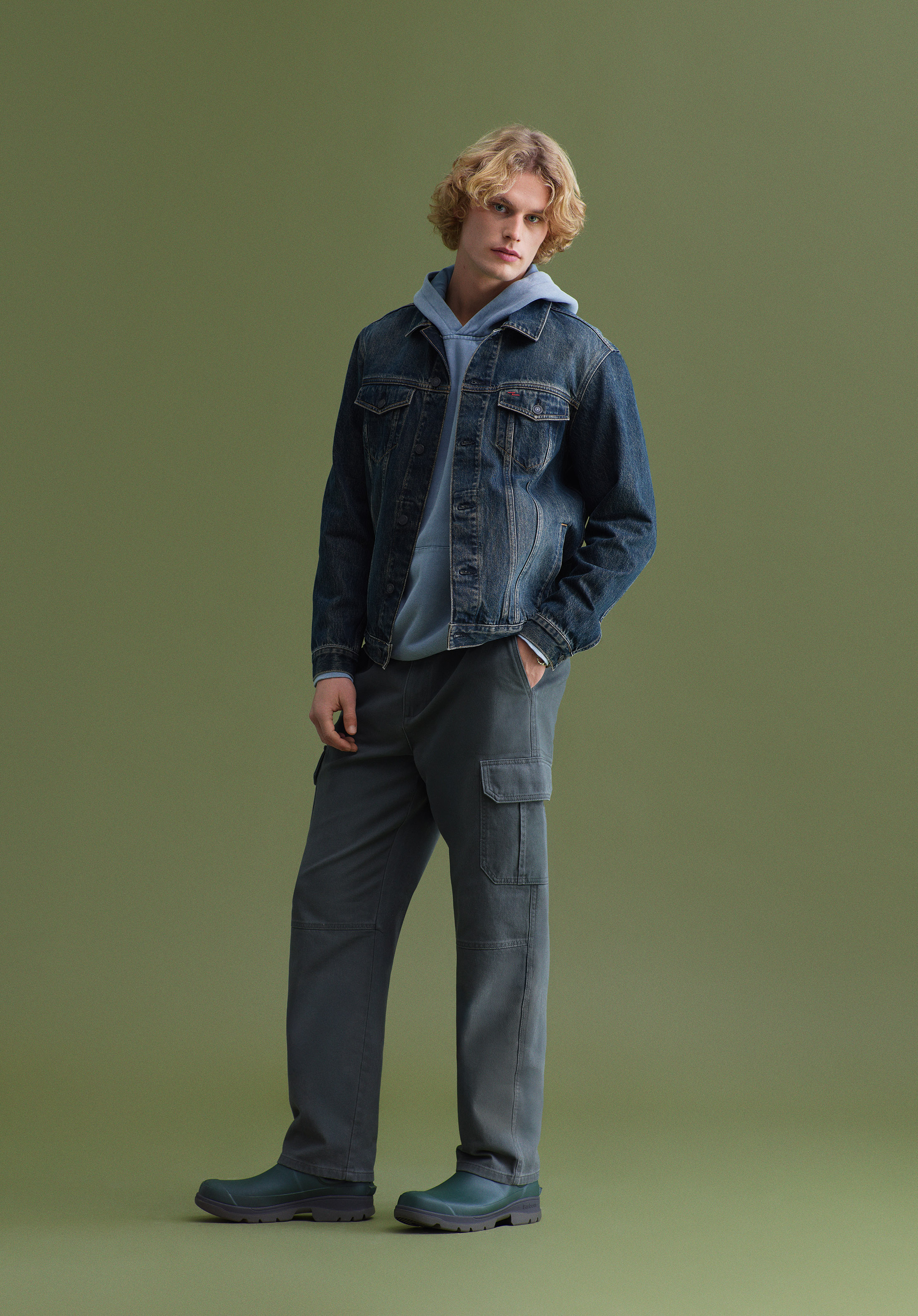 Regular Fit Düğmeli Astarsız  Erkek Yeşil Ceket