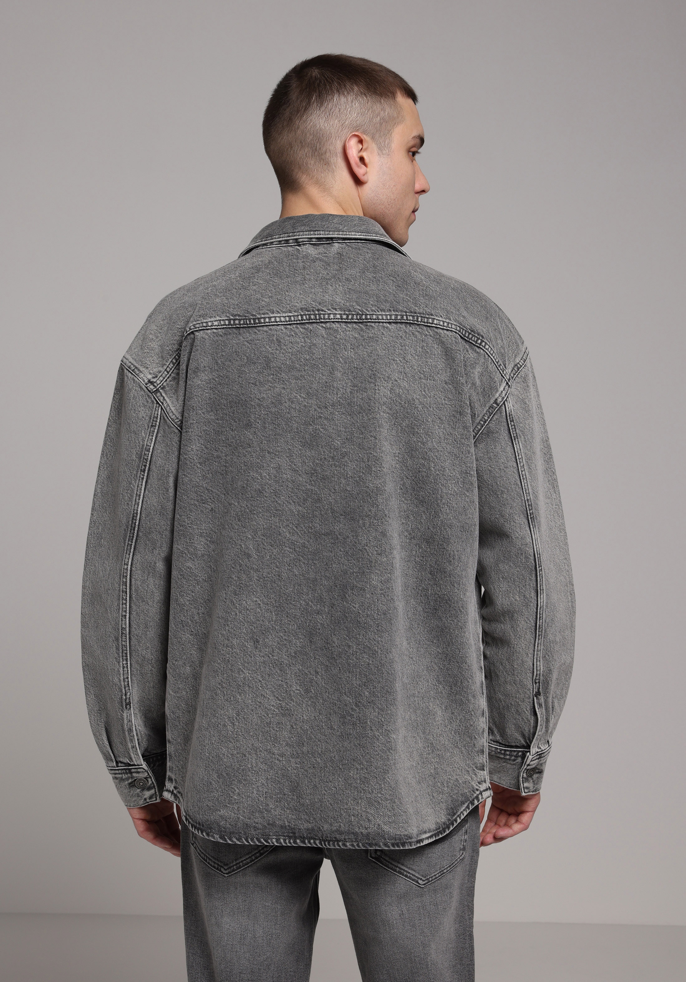 Oversize Fit   Erkek Antrasit Shacket