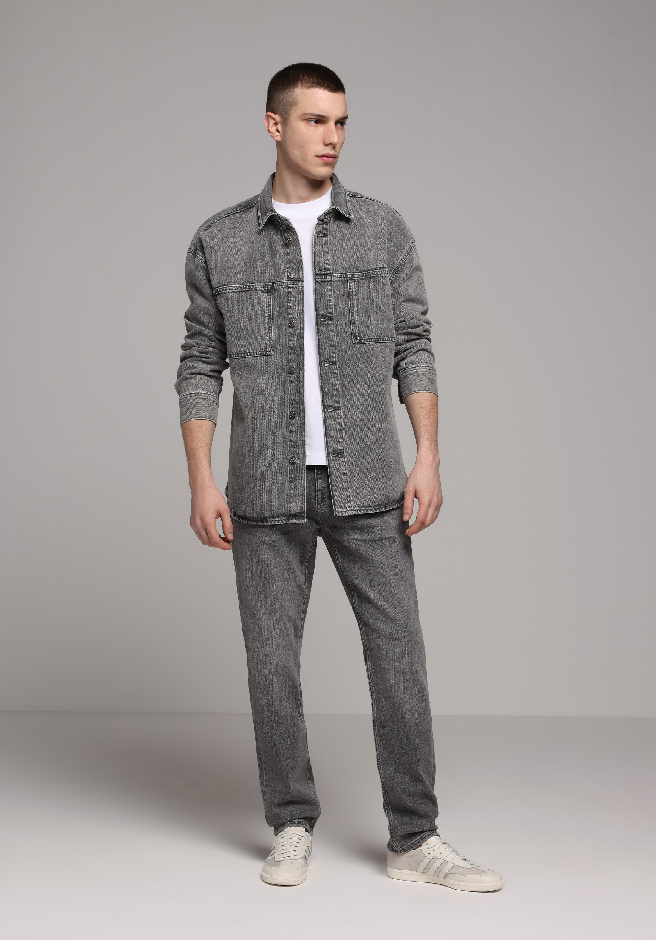 Oversize Fit   Erkek Antrasit Shacket