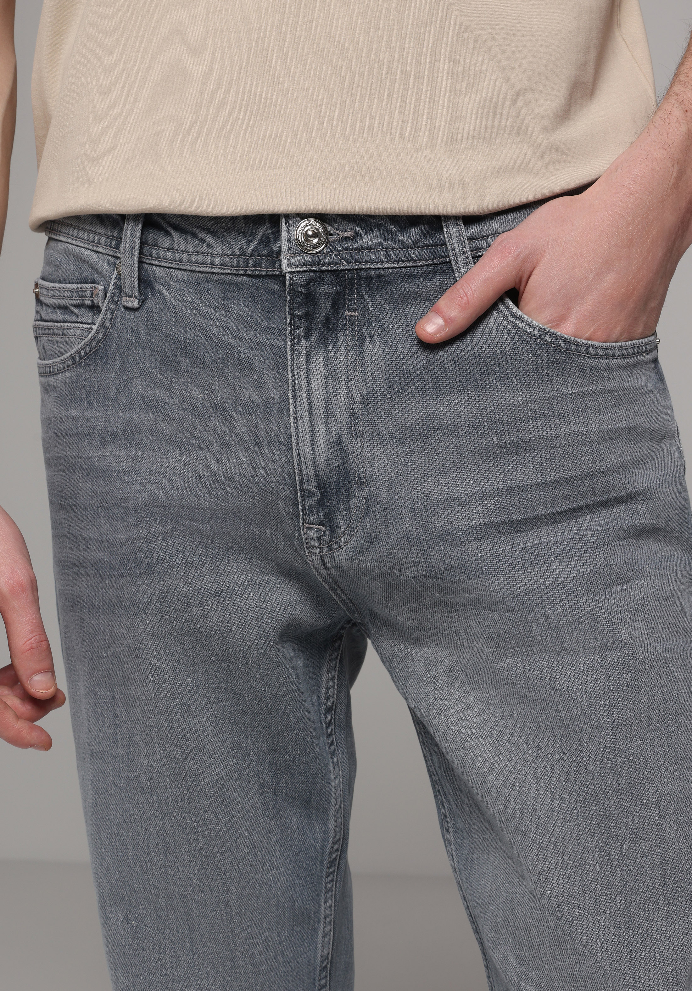 Regular Fit   Erkek Grey Denim Jean Pantolon