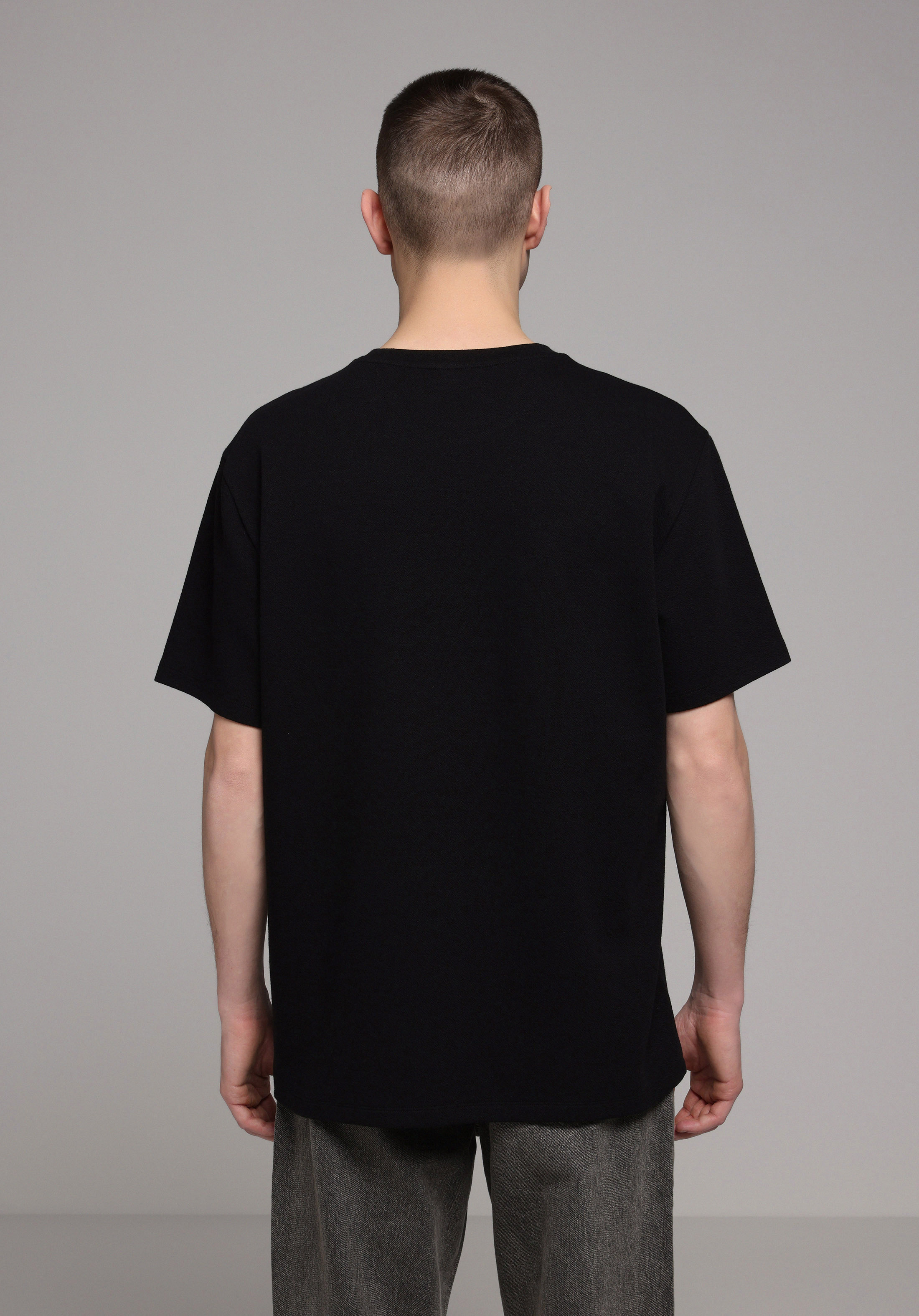 Comfort Fit Yuvarlak Yaka Düz Erkek Siyah Kısa Kol Tişört