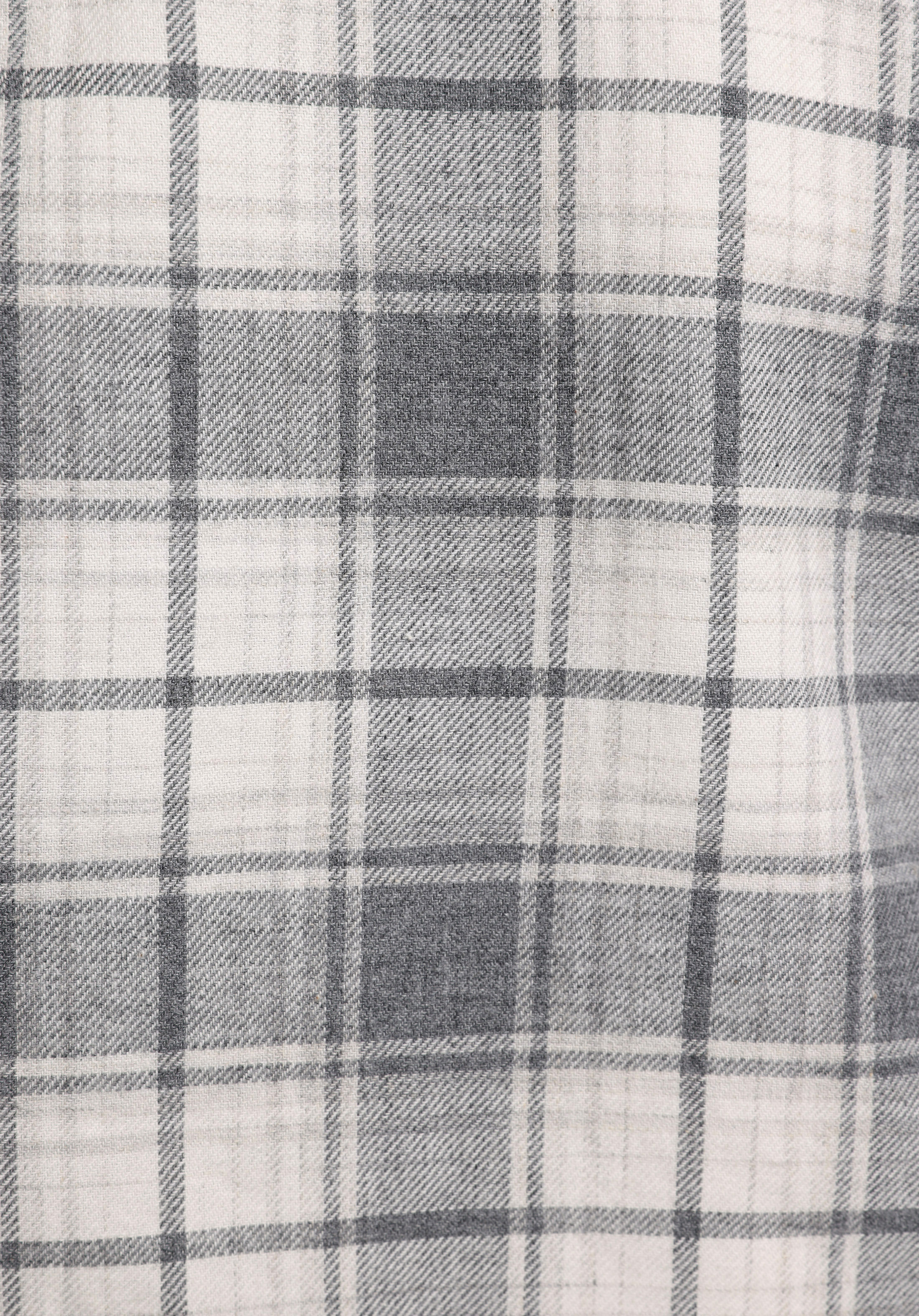 Relaxed Fit Shirt Neck Ekoseli Erkek Gri Uzun Kol Gömlek