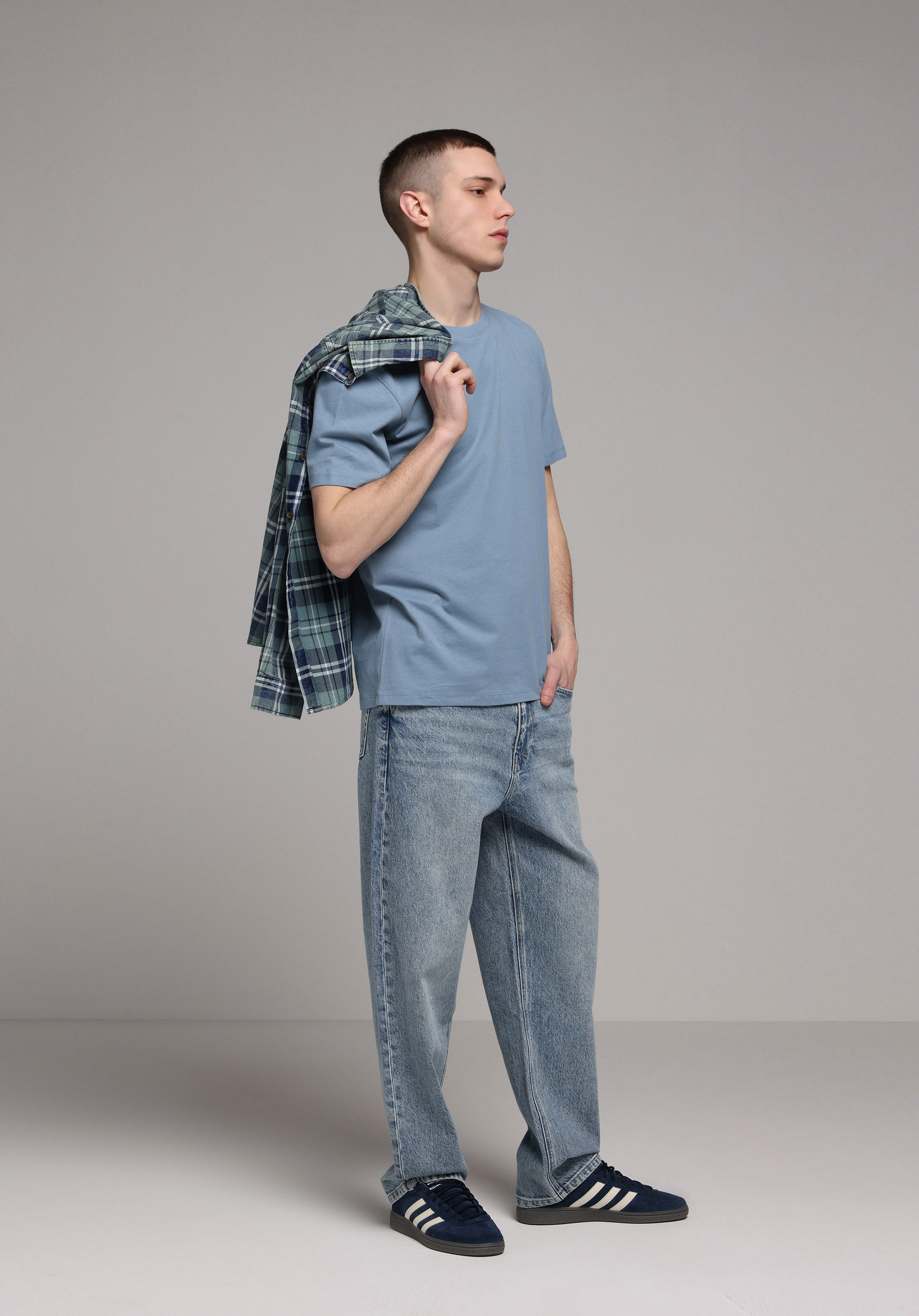 Baggy Fit Orta Bel Bol Paça Erkek Light İndigo Denim Jean Pantolon