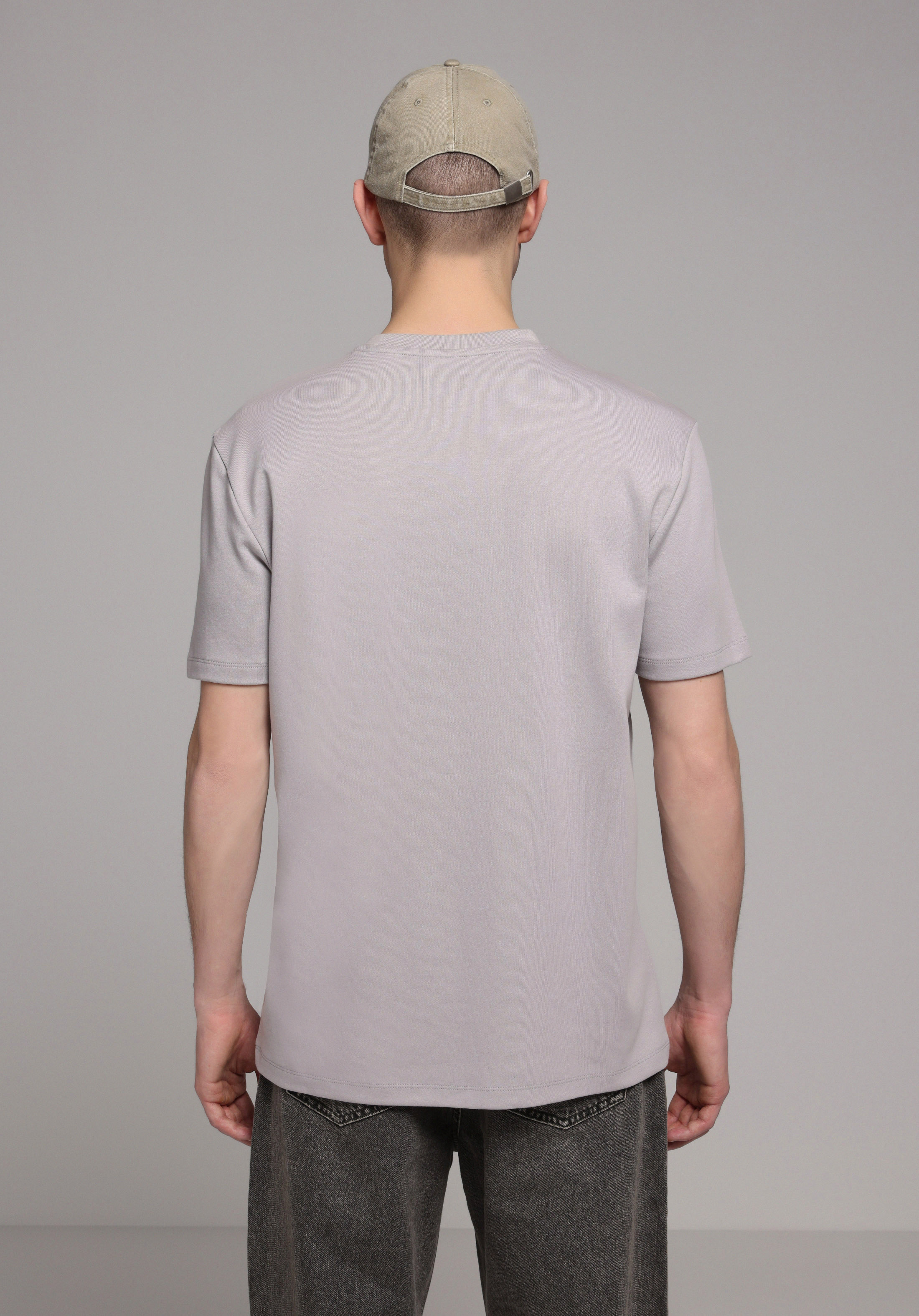Regular Fit Yuvarlak Yaka Düz Erkek Gri Kısa Kol Tişört