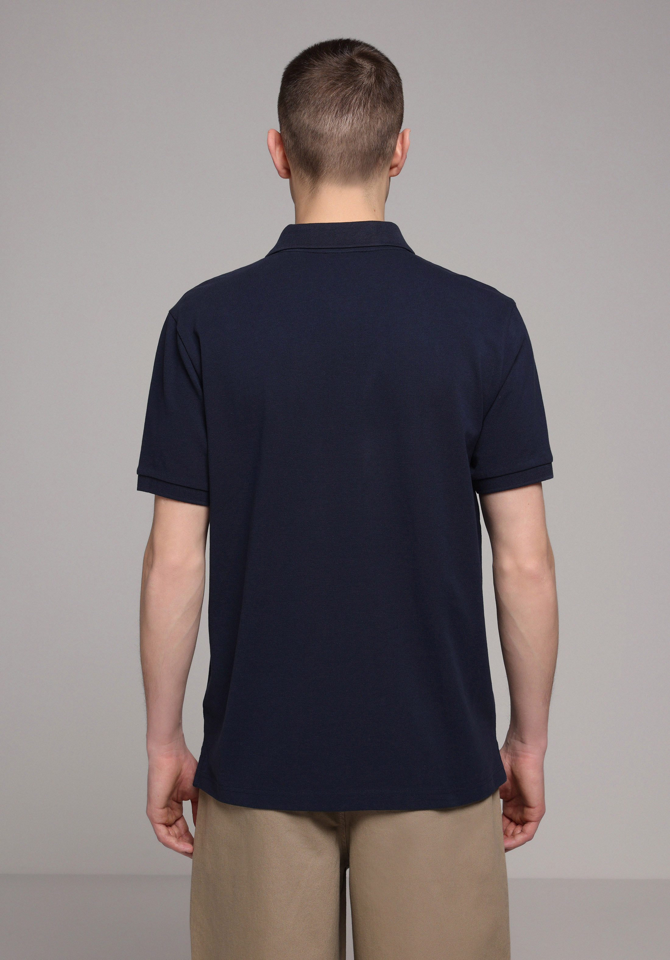 Regular Fit Polo Yaka Düz Erkek Lacivert Kısa Kol Tişört