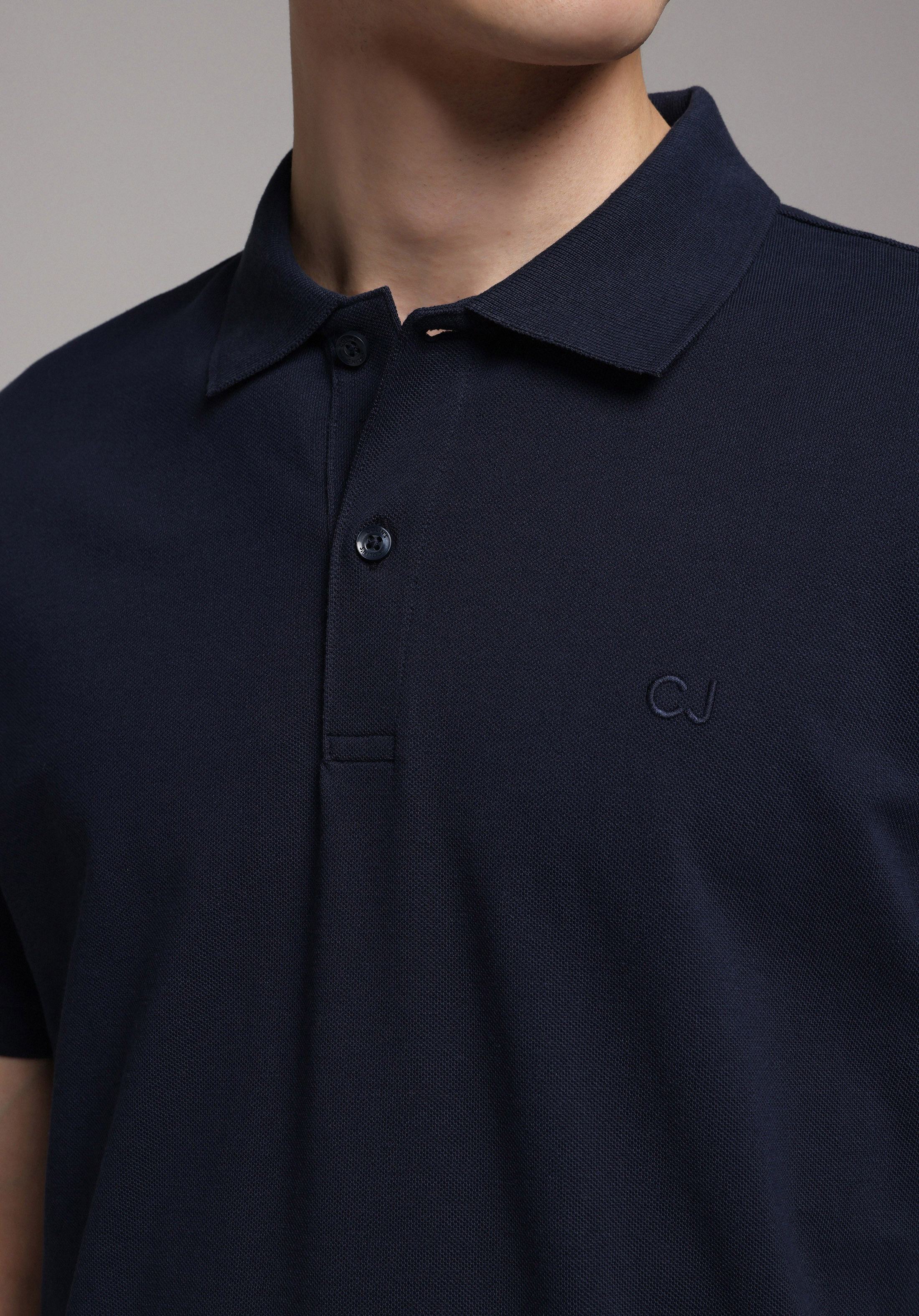 Regular Fit Polo Yaka Düz Erkek Lacivert Kısa Kol Tişört