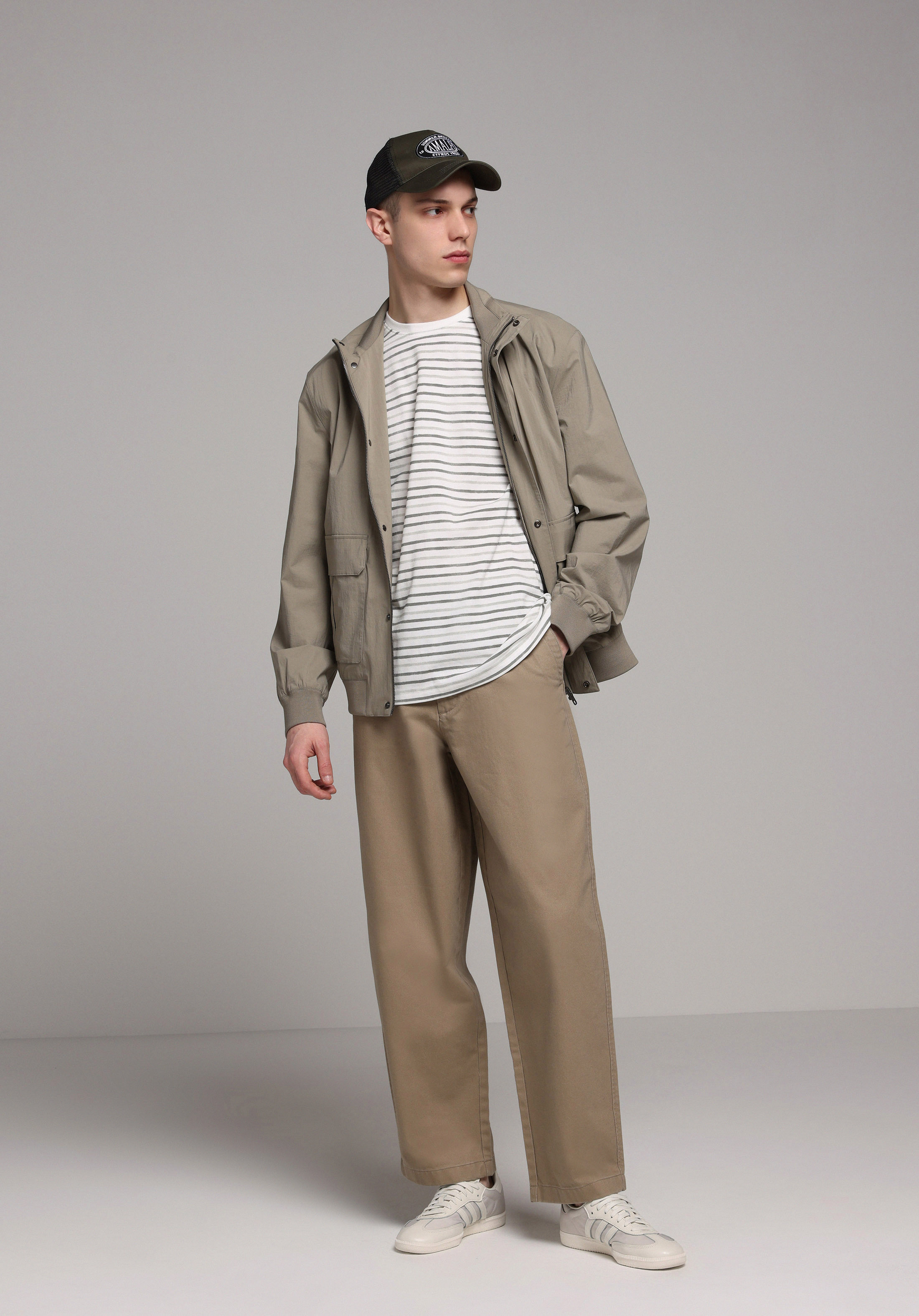 Relaxed Fit Orta Bel Bilekte Biten Geniş Paça Erkek Bej  Pantolon