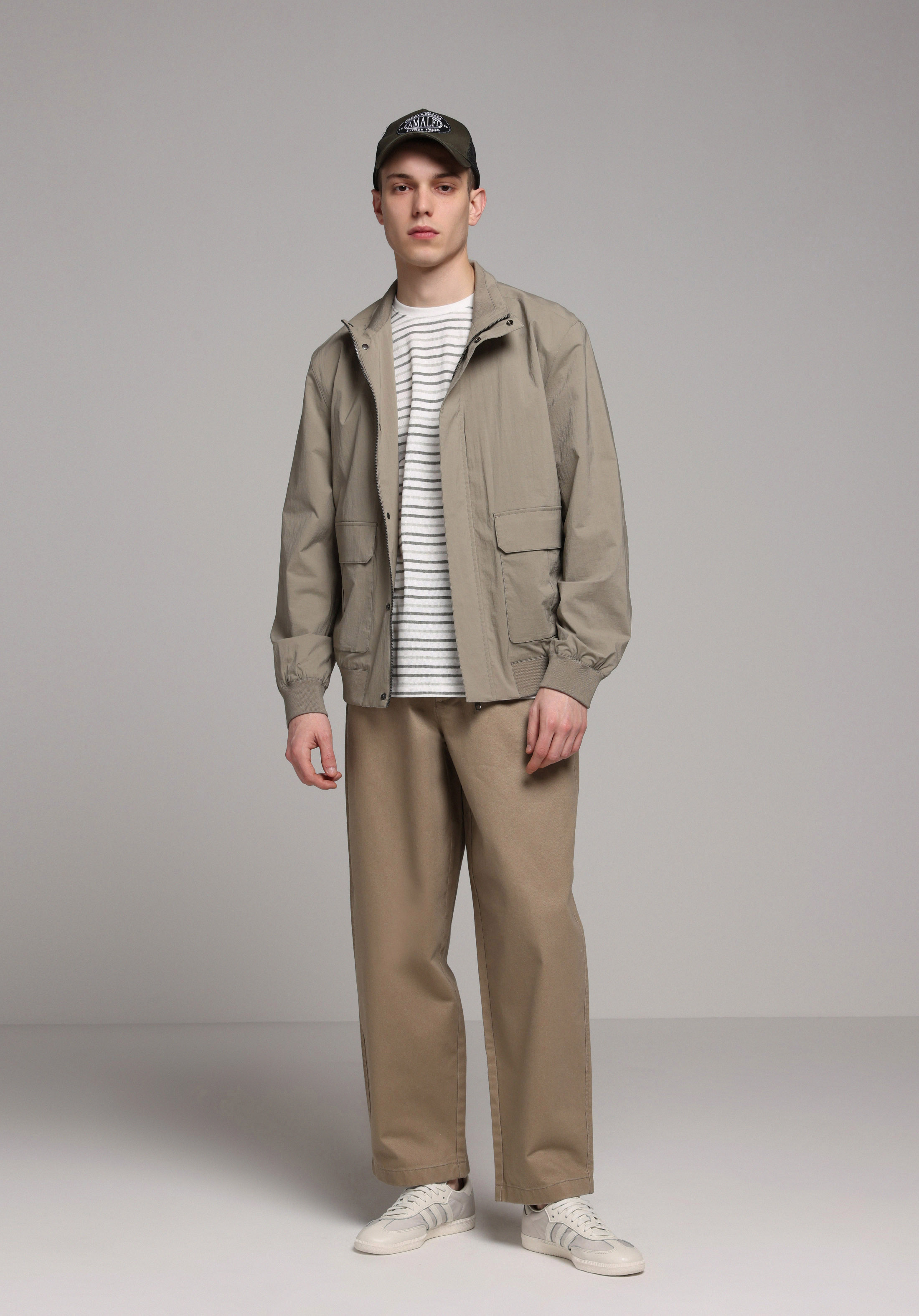 Relaxed Fit Orta Bel Bilekte Biten Geniş Paça Erkek Bej  Pantolon