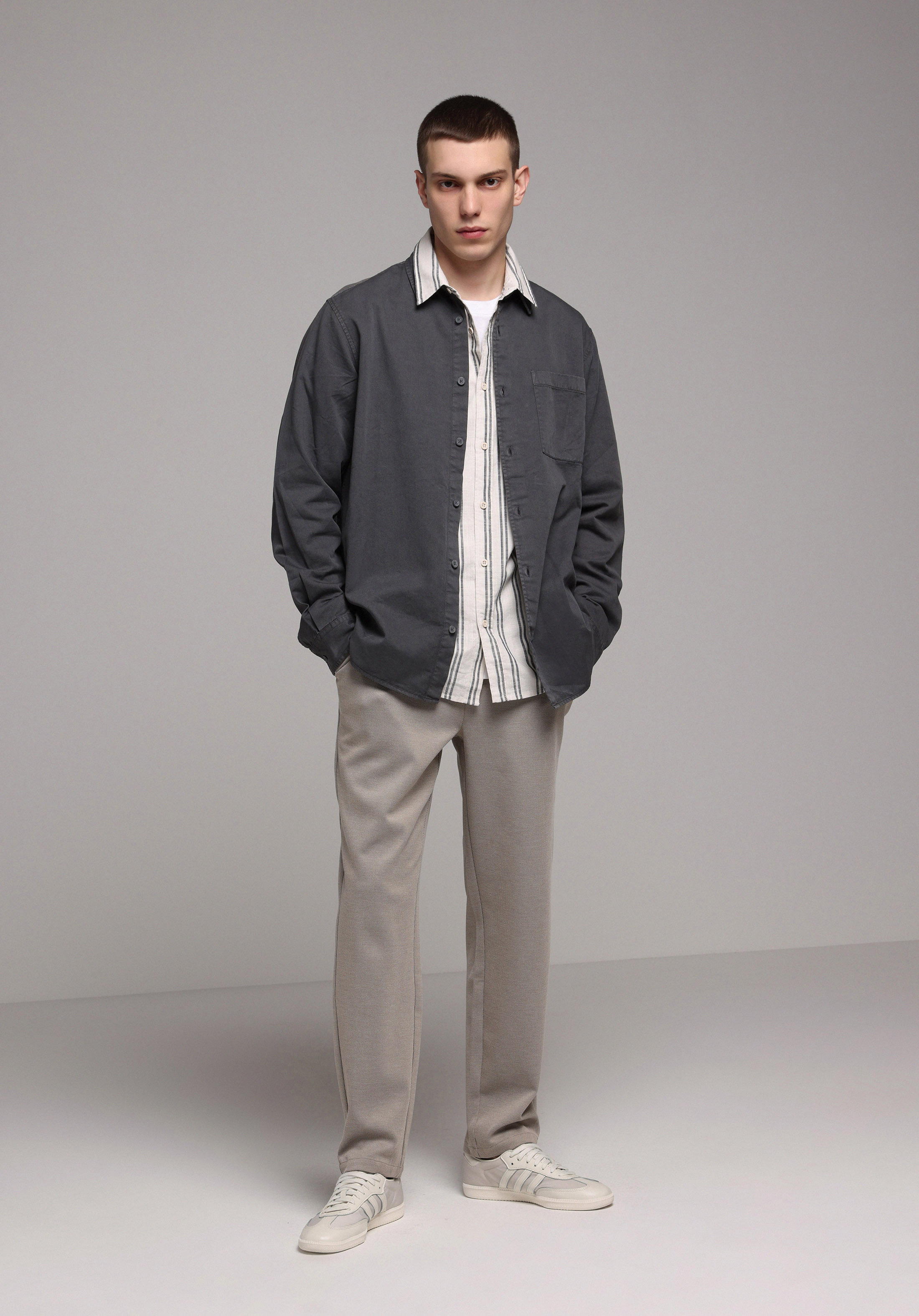 Regular Fit Orta Bel Düz Paça Erkek Bej  Pantolon