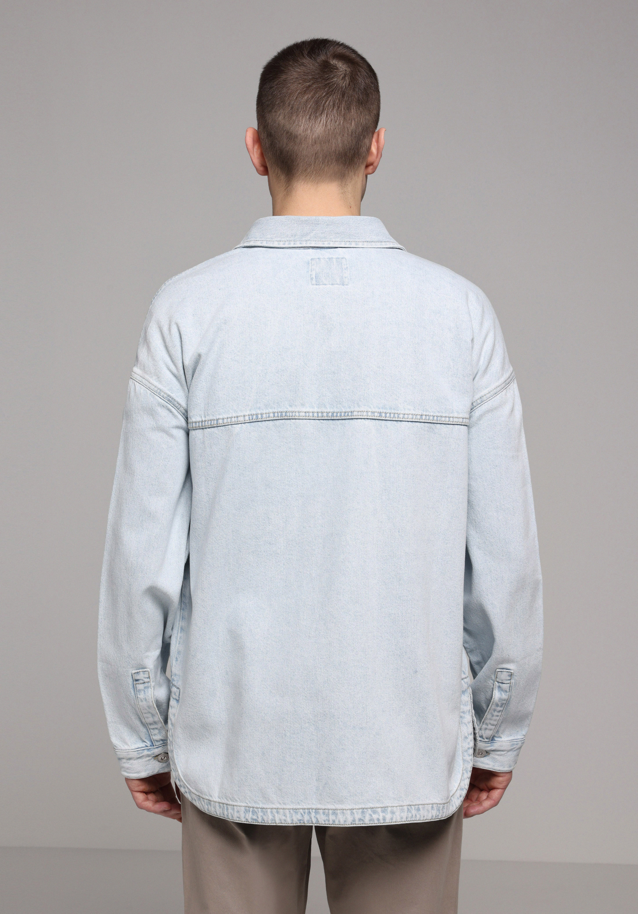 Regular Fit   Erkek Light İndigo Denim Shacket