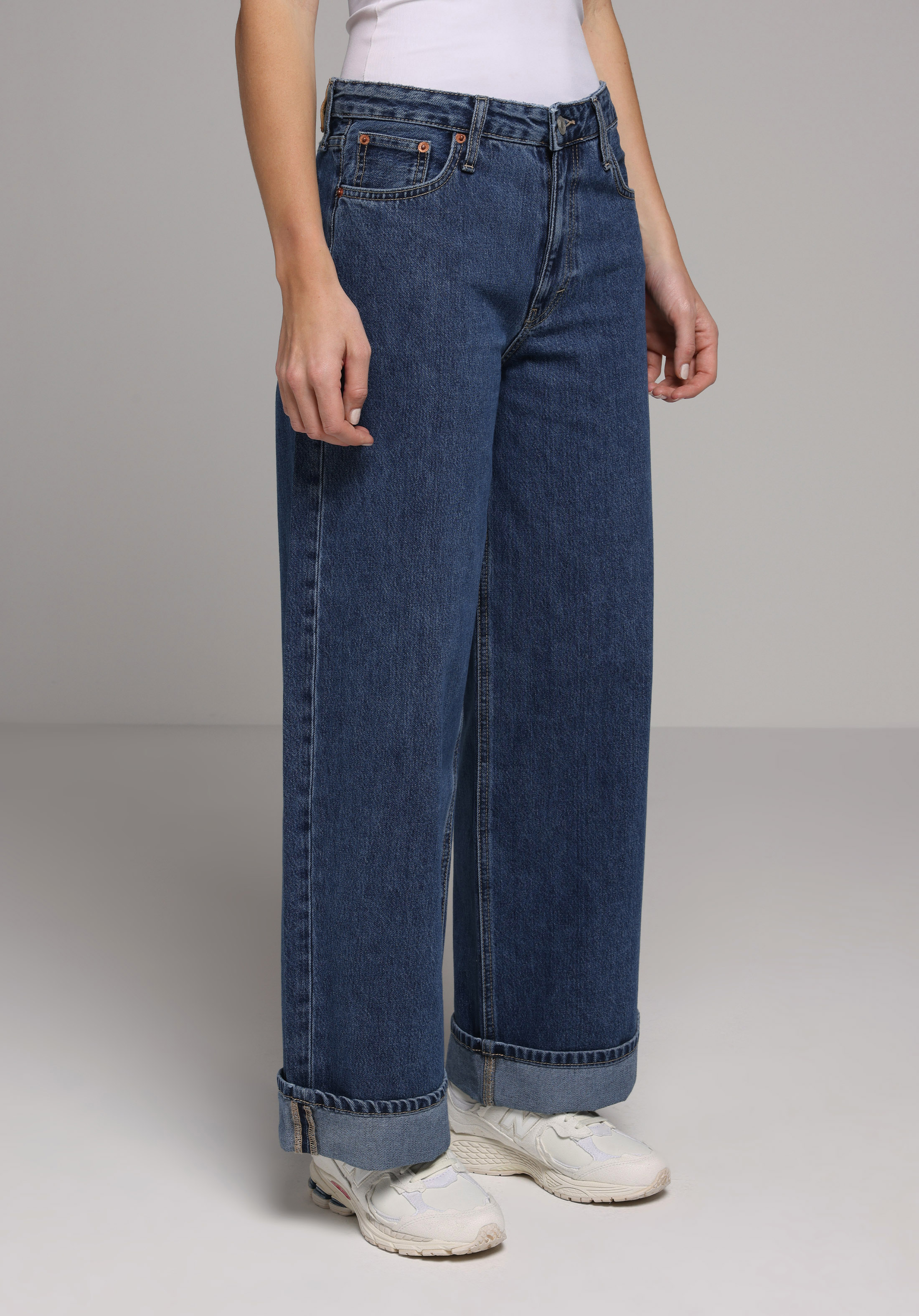 Loose Fit   Kadın Dark İndigo Denim Jean Pantolon