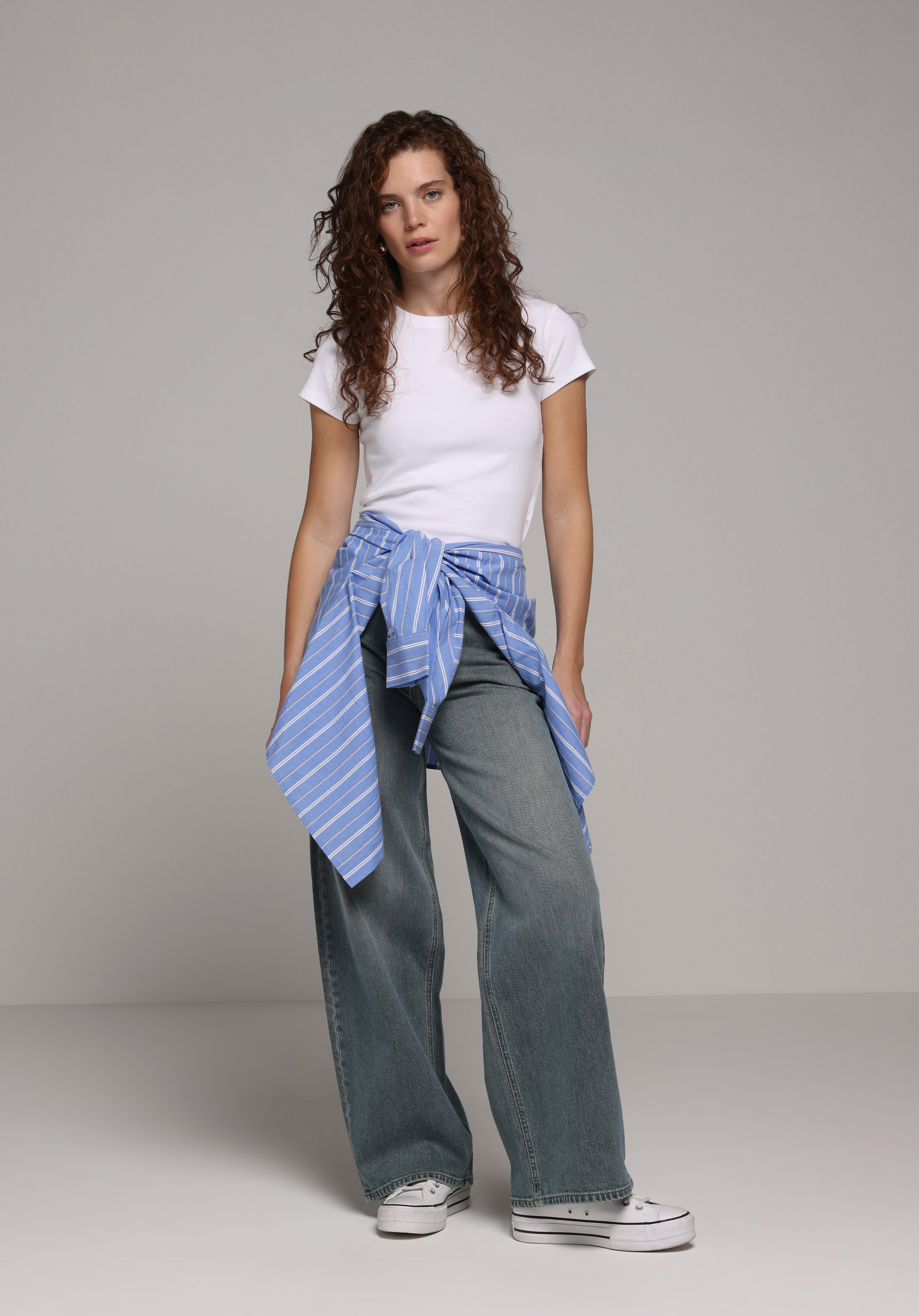 Loose Fit   Kadın Green Cast Denim Jean Pantolon