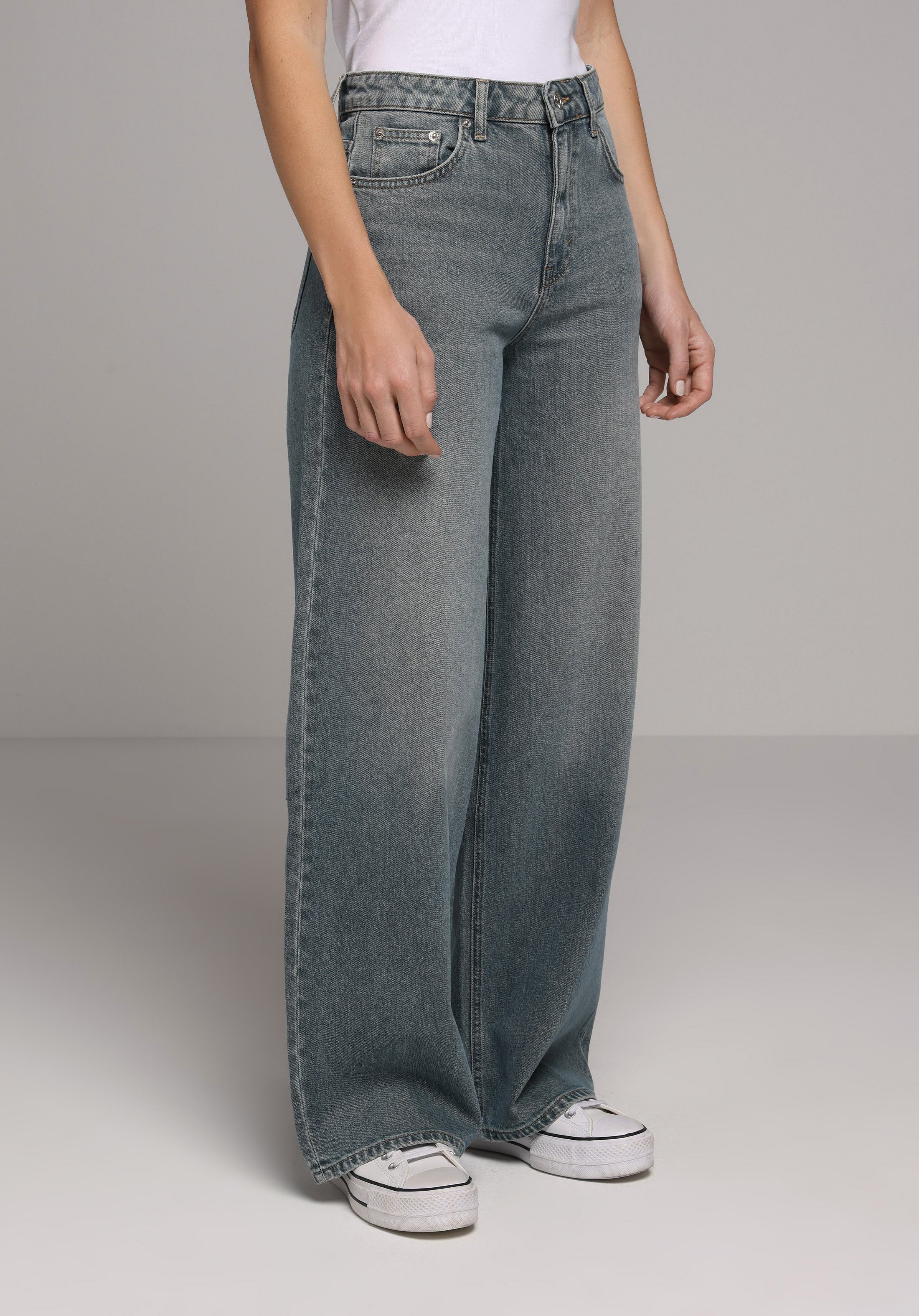 Loose Fit   Kadın Green Cast Denim Jean Pantolon