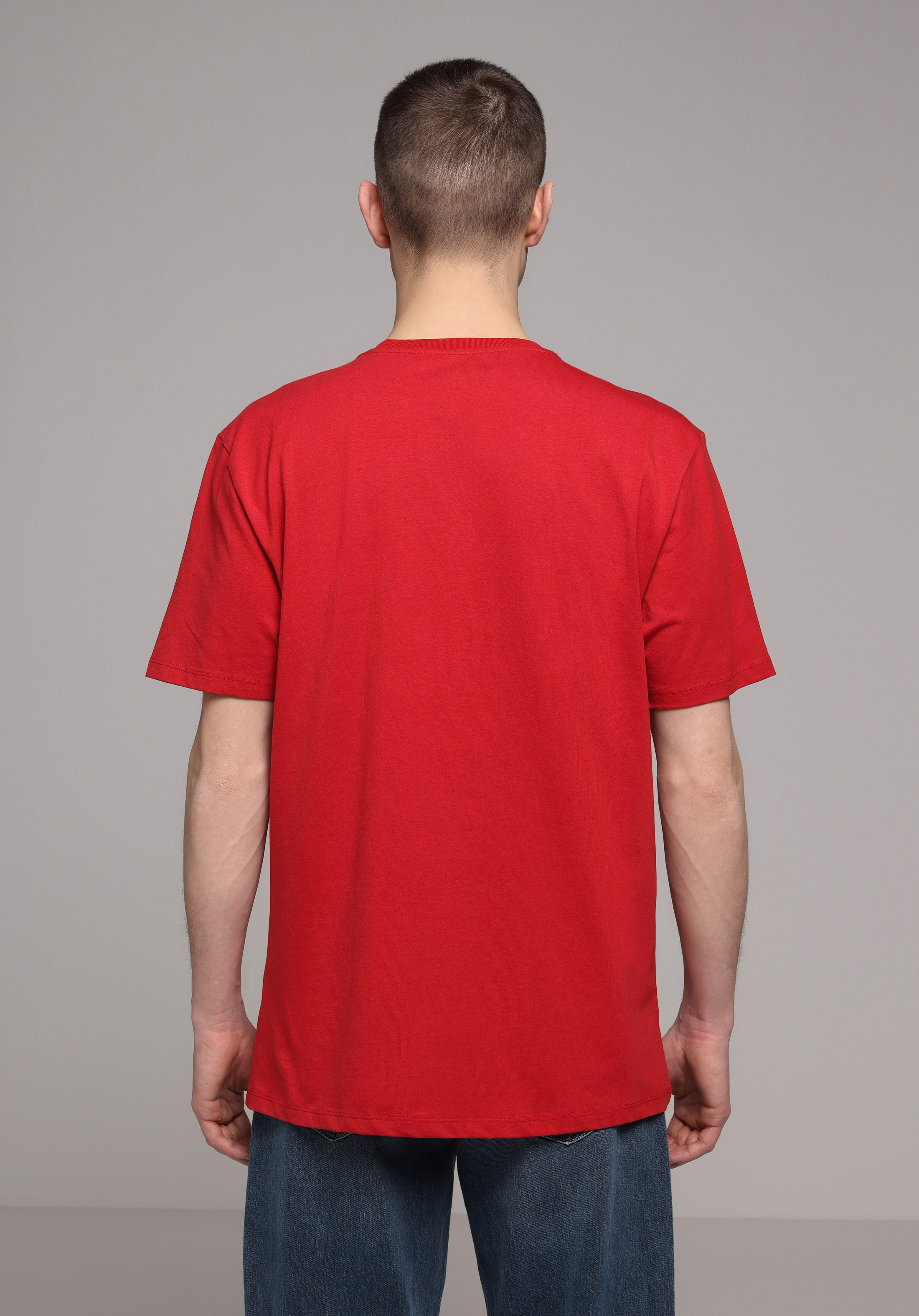 Regular Fit Yuvarlak Yaka Düz Erkek Kirmizi Kısa Kol Tişört