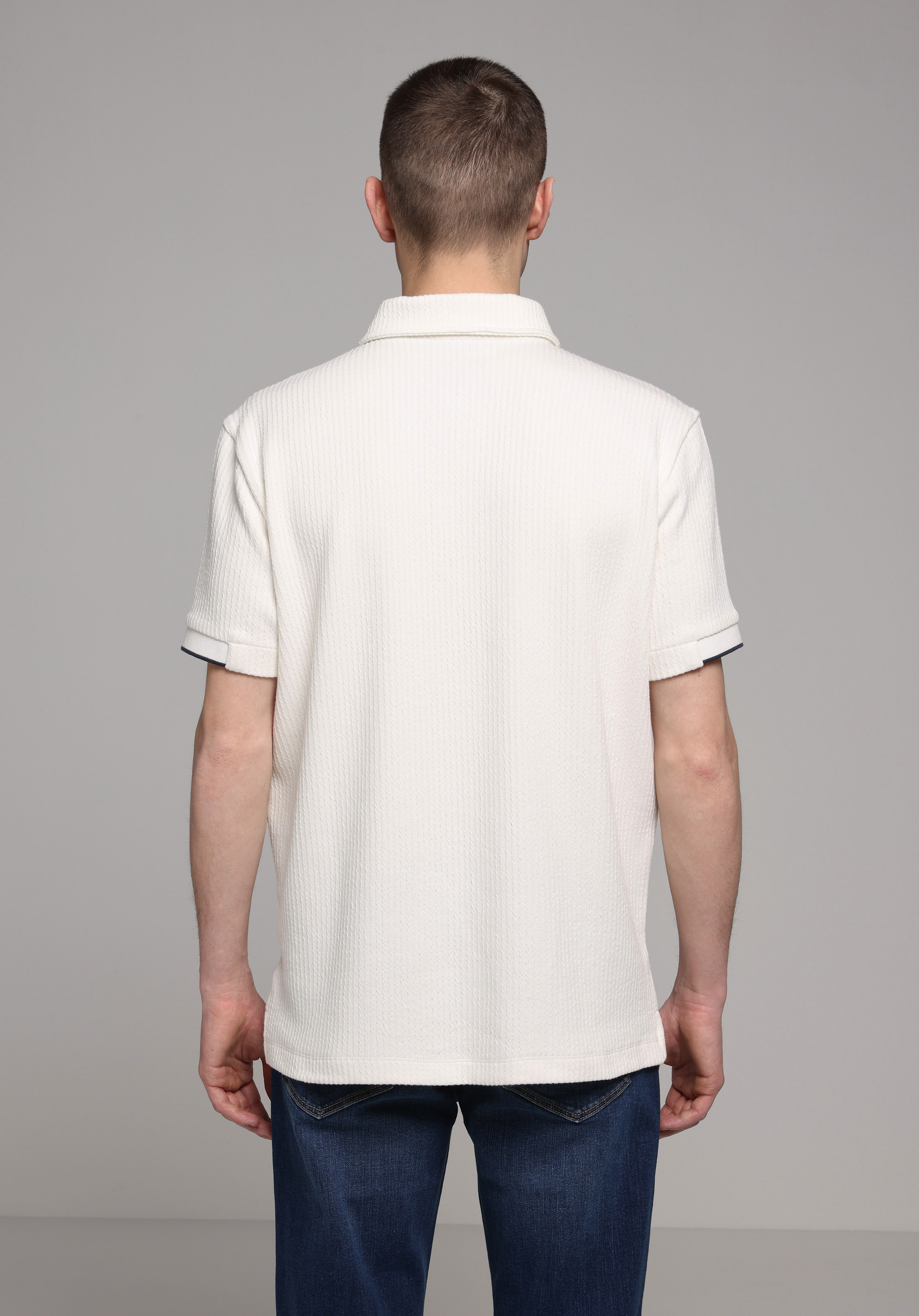 Regular Fit Polo Yaka Düz Erkek Beyaz Kısa Kol Tişört