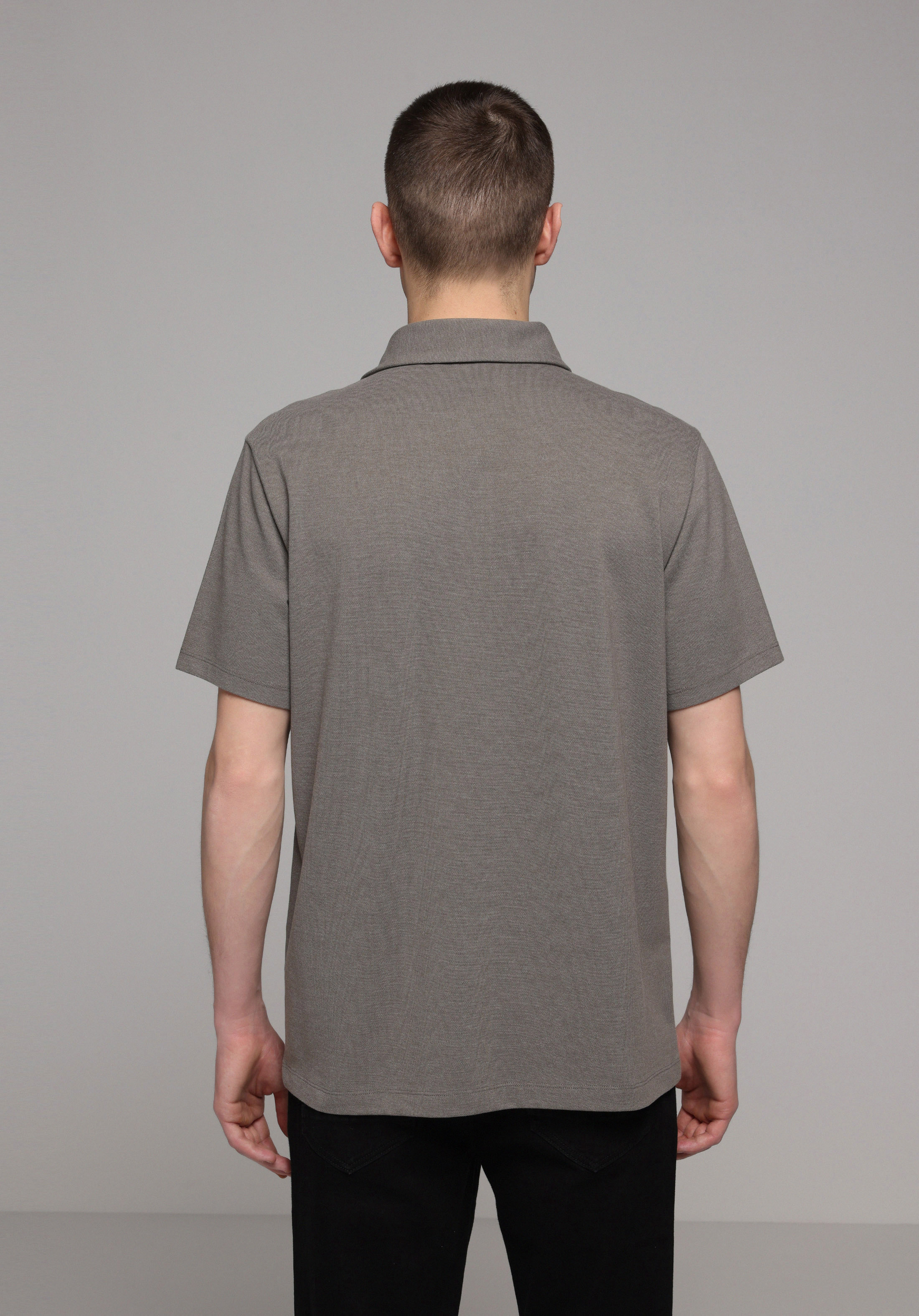 Regular Fit Polo Yaka Düz Erkek Haki Kısa Kol Tişört