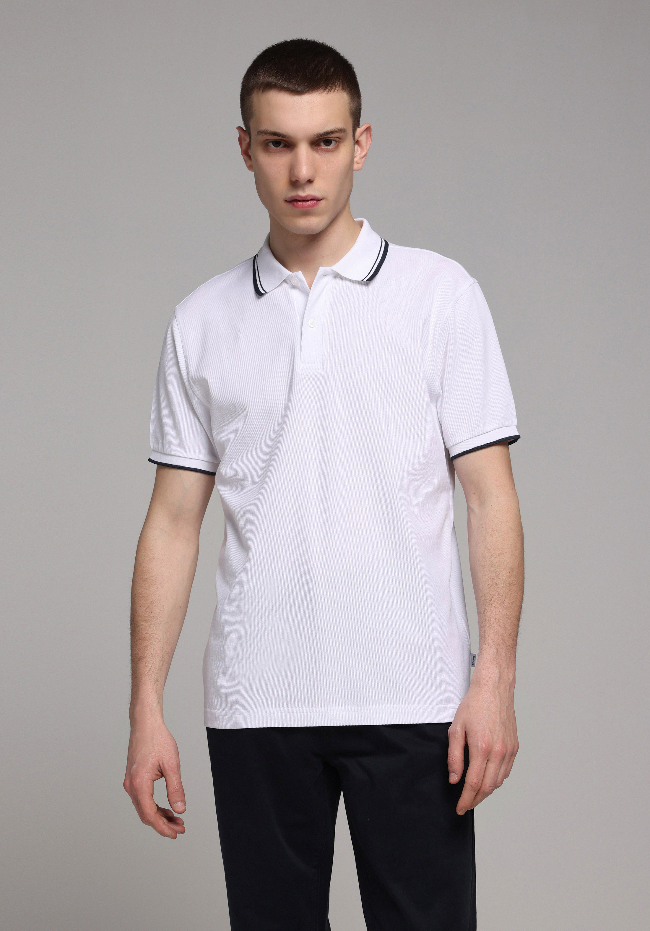 Regular Fit Polo Yaka Düz Erkek Beyaz Kısa Kol Tişört