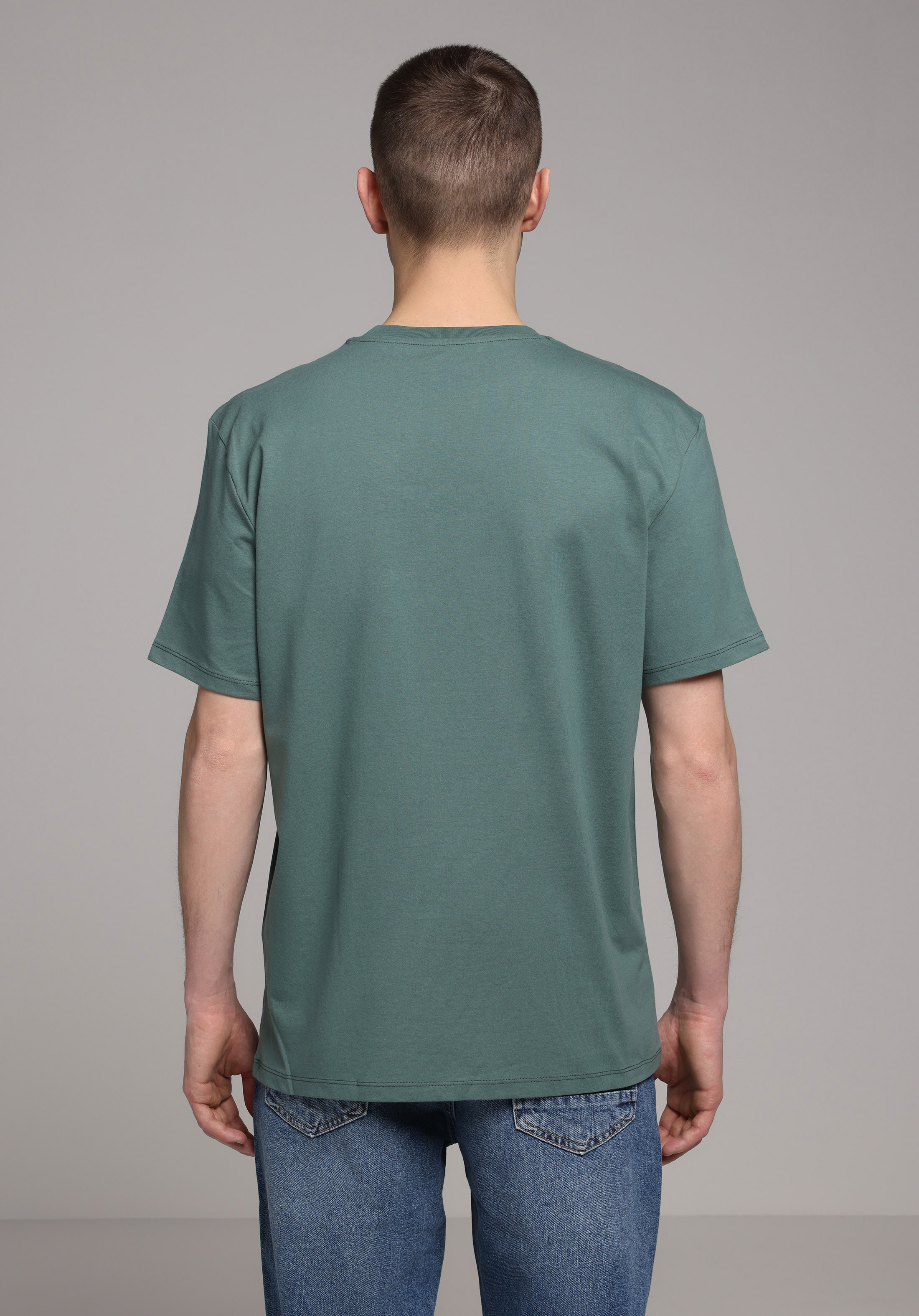 Regular Fit Yuvarlak Yaka Düz Erkek Yeşil Kısa Kol Tişört
