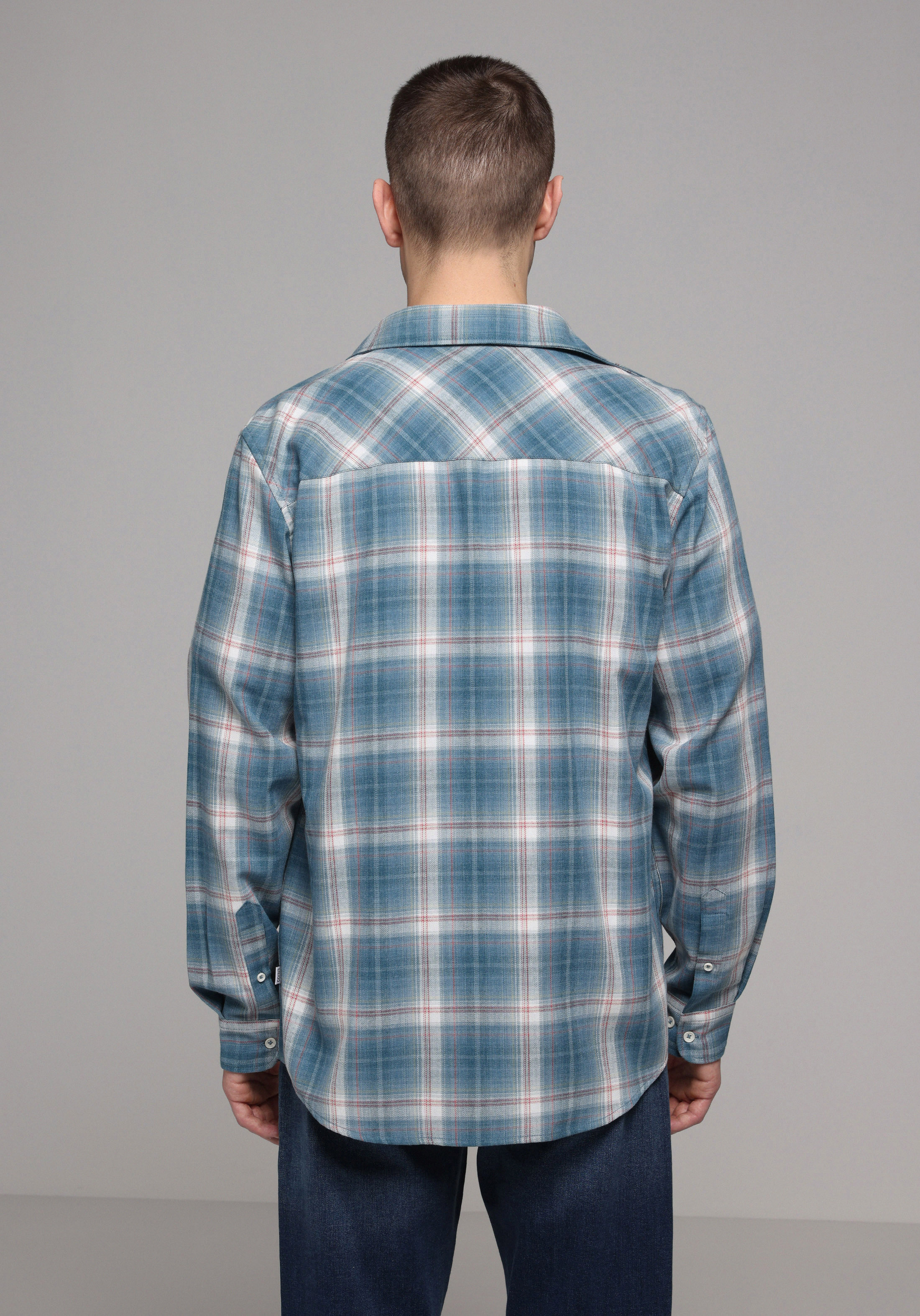 Regular Fit Shirt Neck Ekoseli Erkek Yeşil Uzun Kol Gömlek