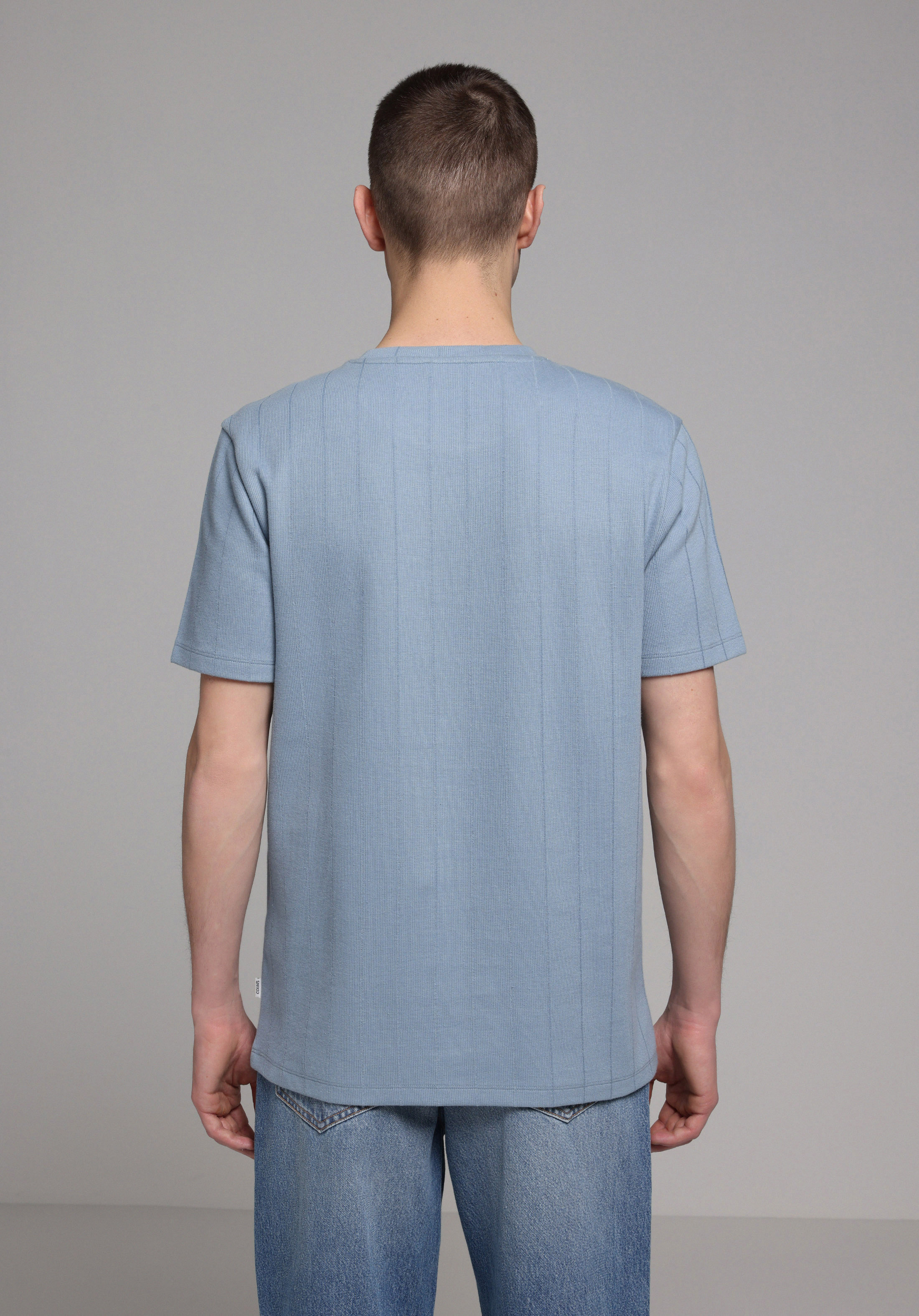 Regular Fit Yuvarlak Yaka Düz Erkek Mavi Kısa Kol Tişört