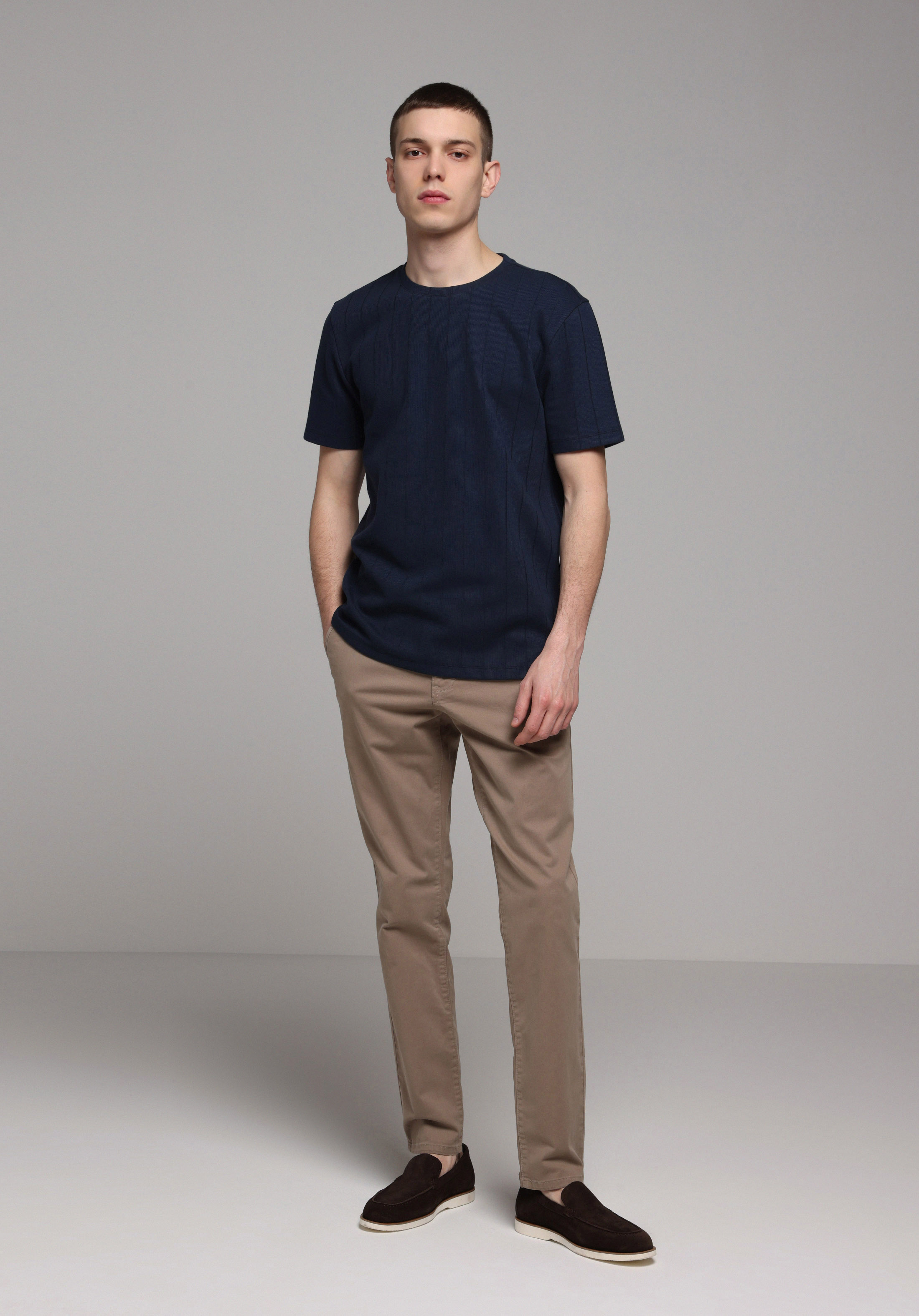 Regular Fit Yuvarlak Yaka Düz Erkek Lacivert Kısa Kol Tişört