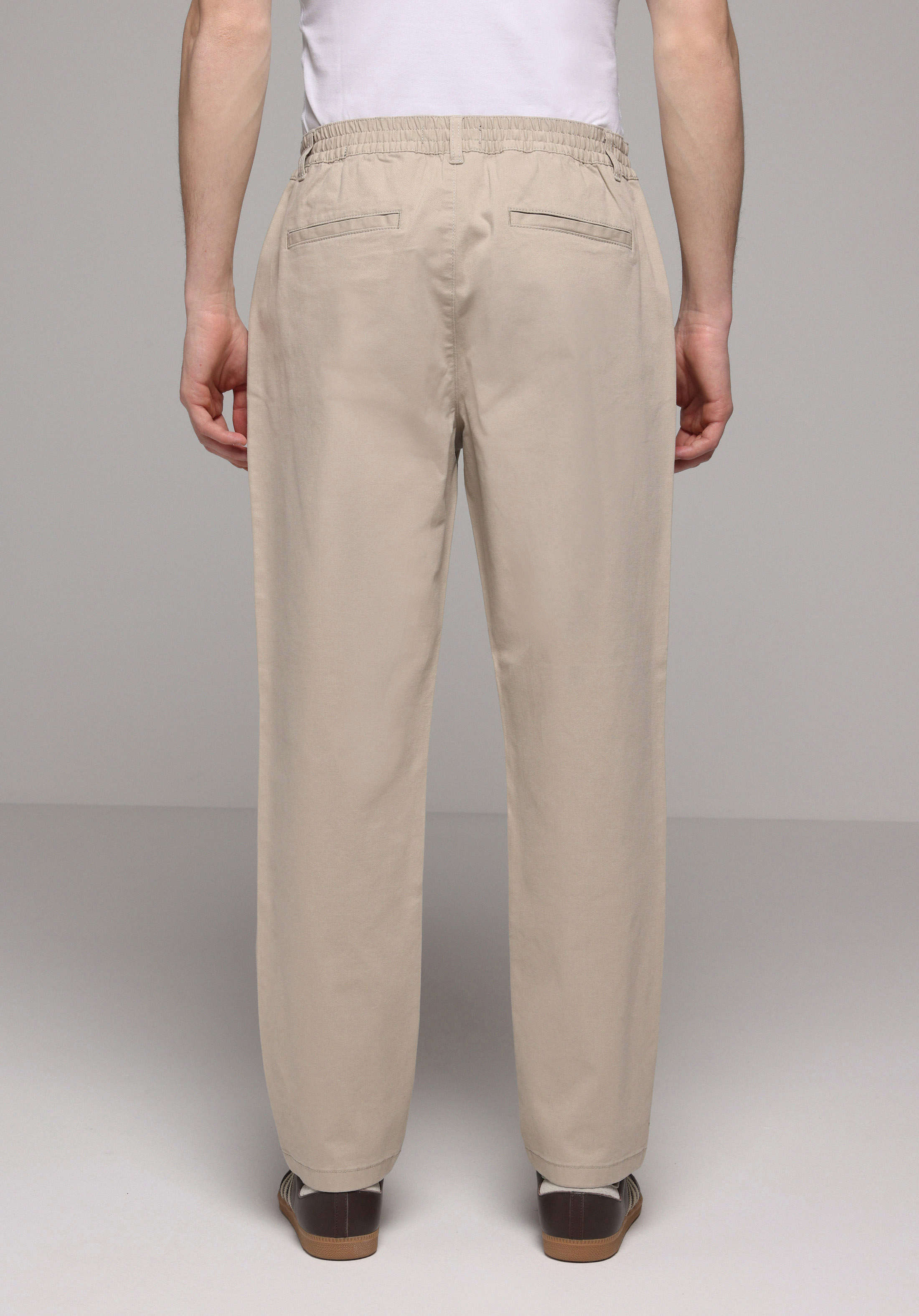 Regular Fit Orta Bel Düz Paça Erkek Bej  Pantolon