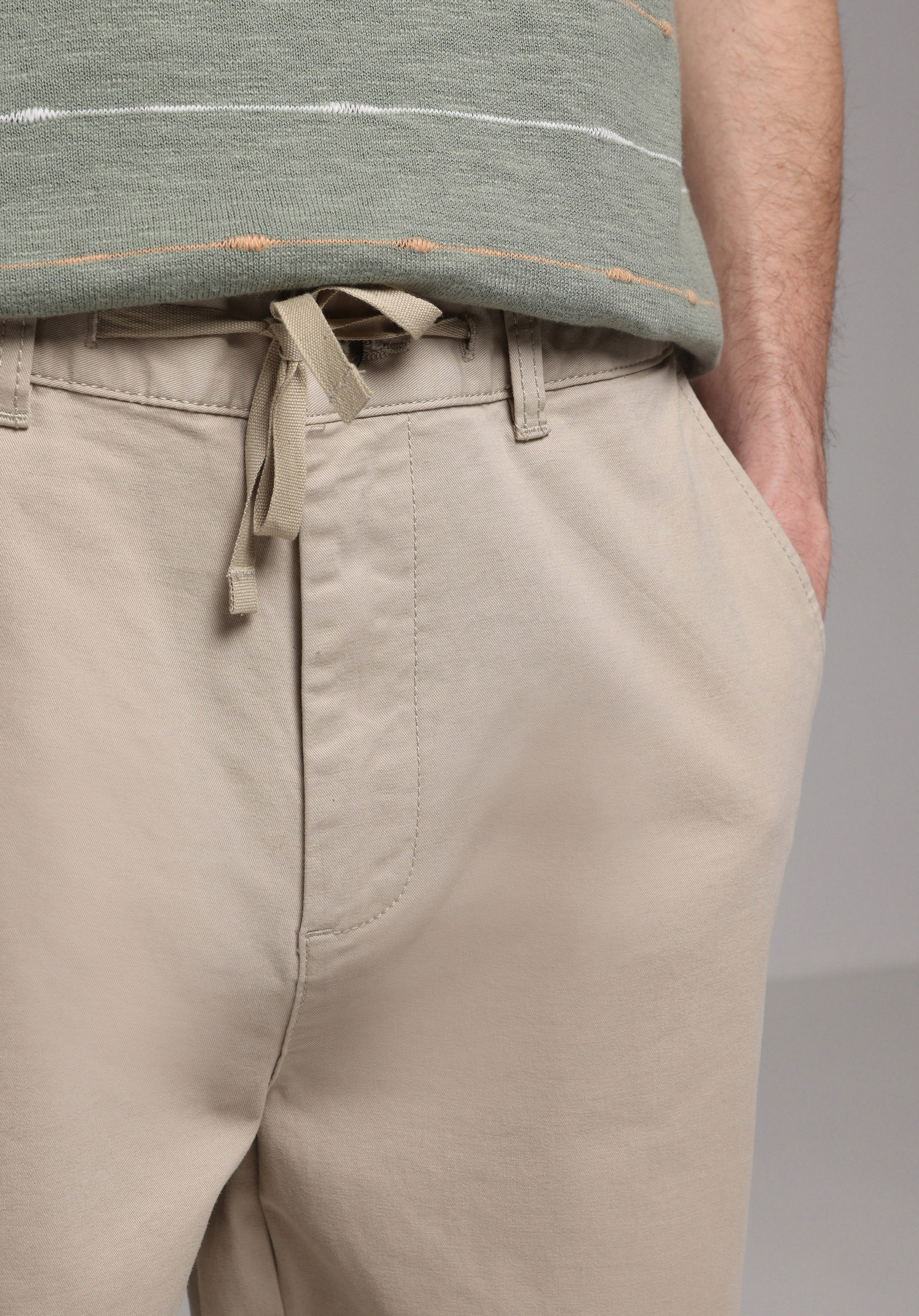 Regular Fit Orta Bel Düz Paça Erkek Bej  Pantolon