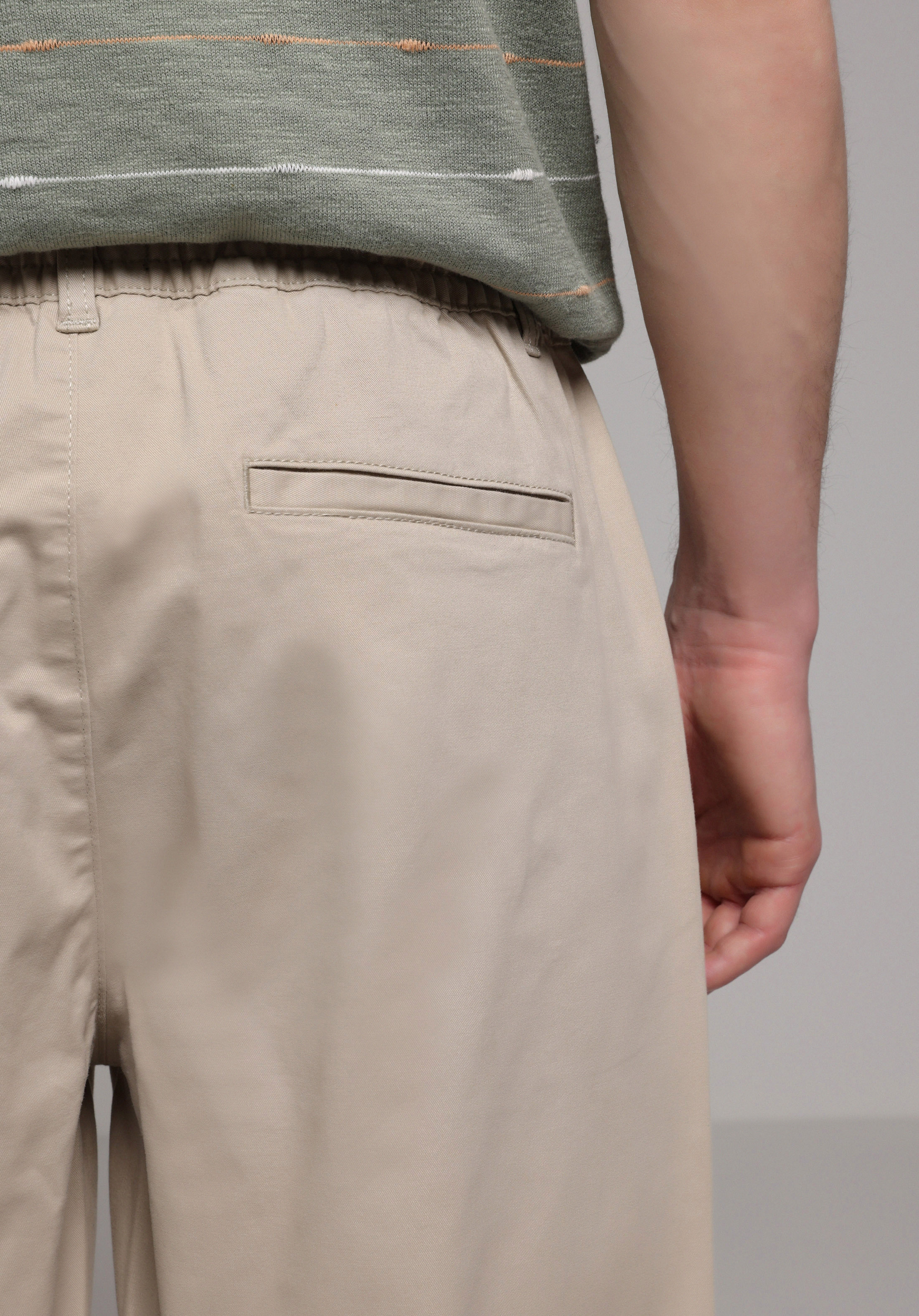 Regular Fit Orta Bel Düz Paça Erkek Bej  Pantolon