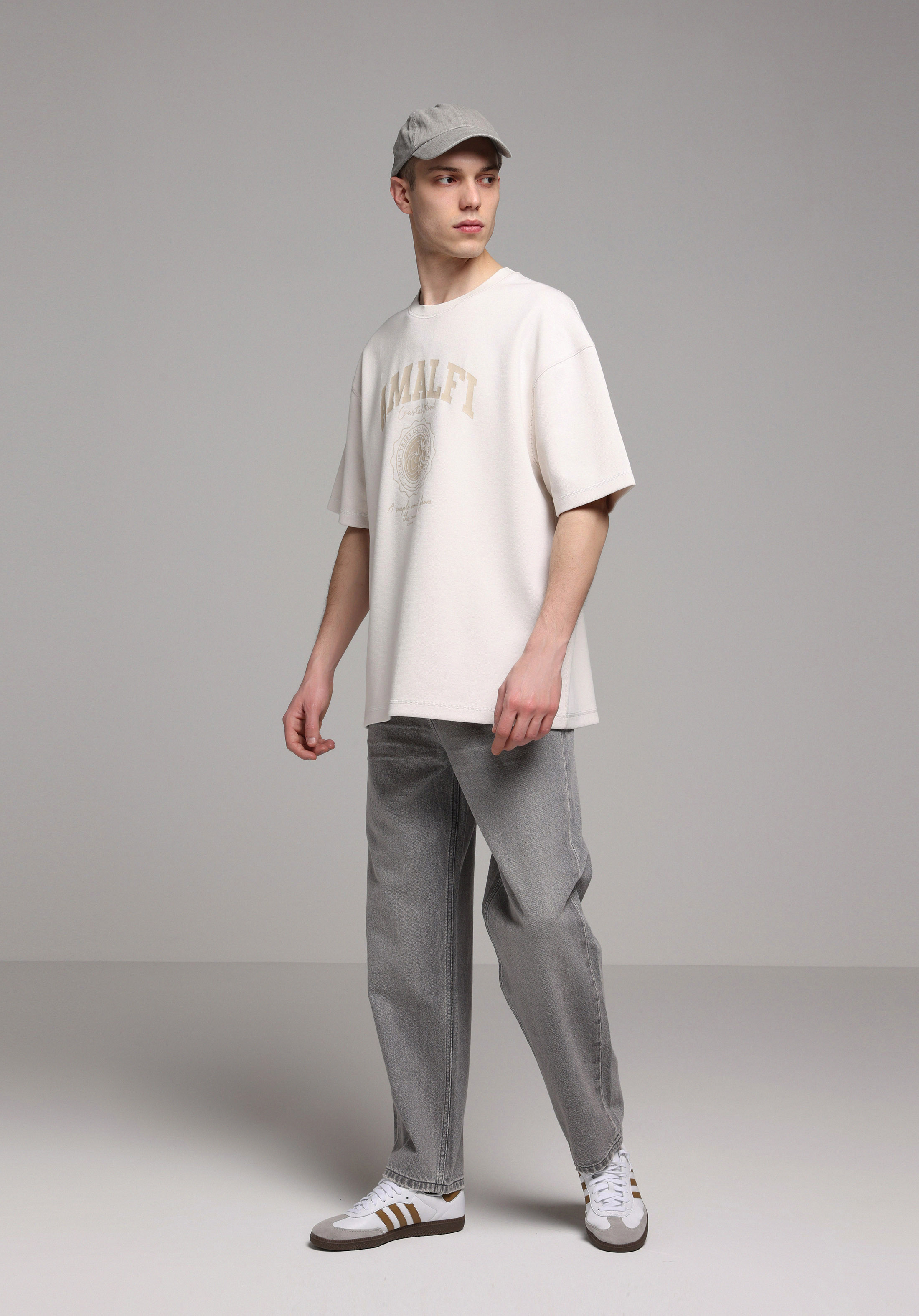 Baggy Fit   Erkek Grey Denim Jean Pantolon