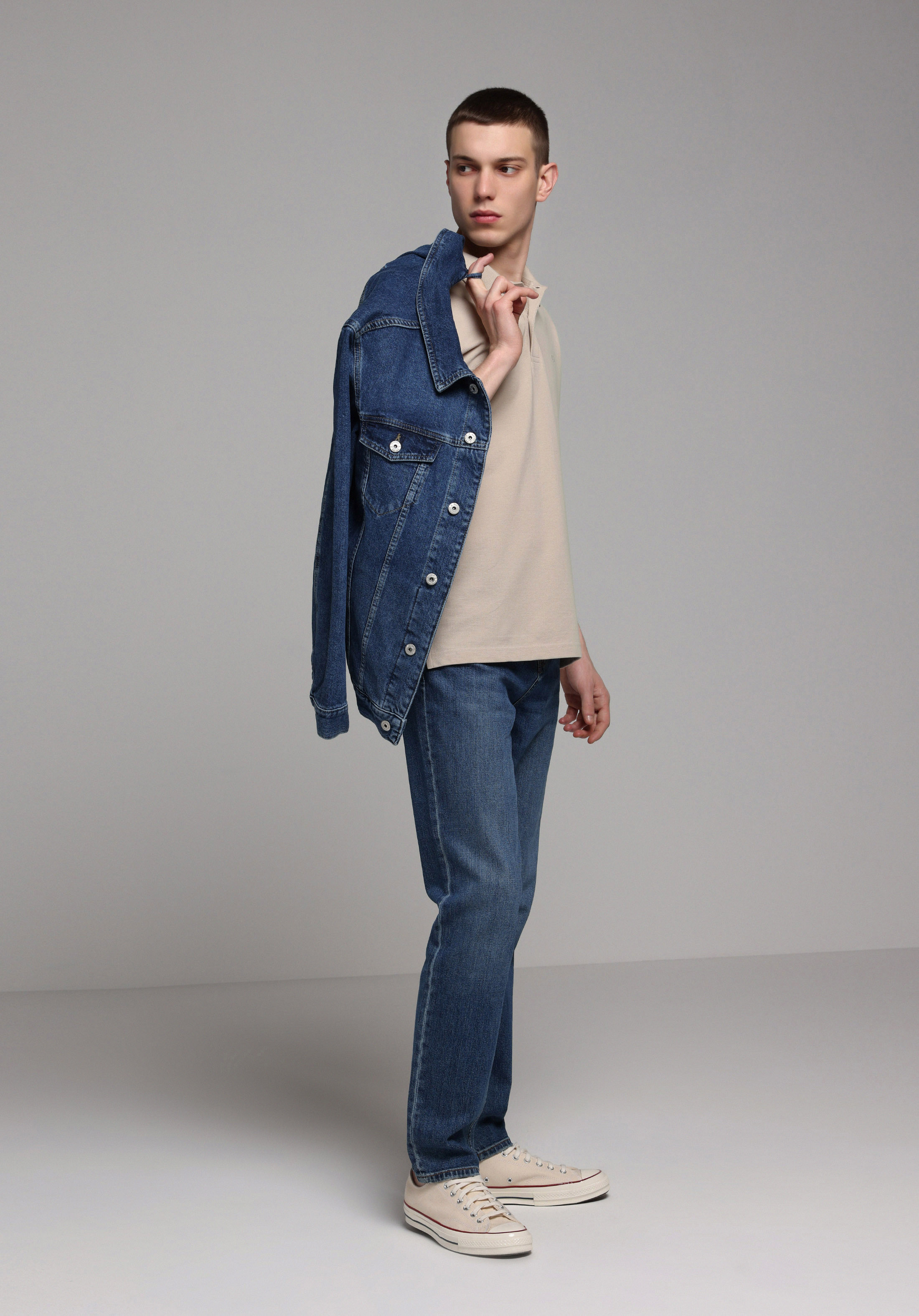 Straight Fit   Erkek Mid İndigo Denim Jean Pantolon