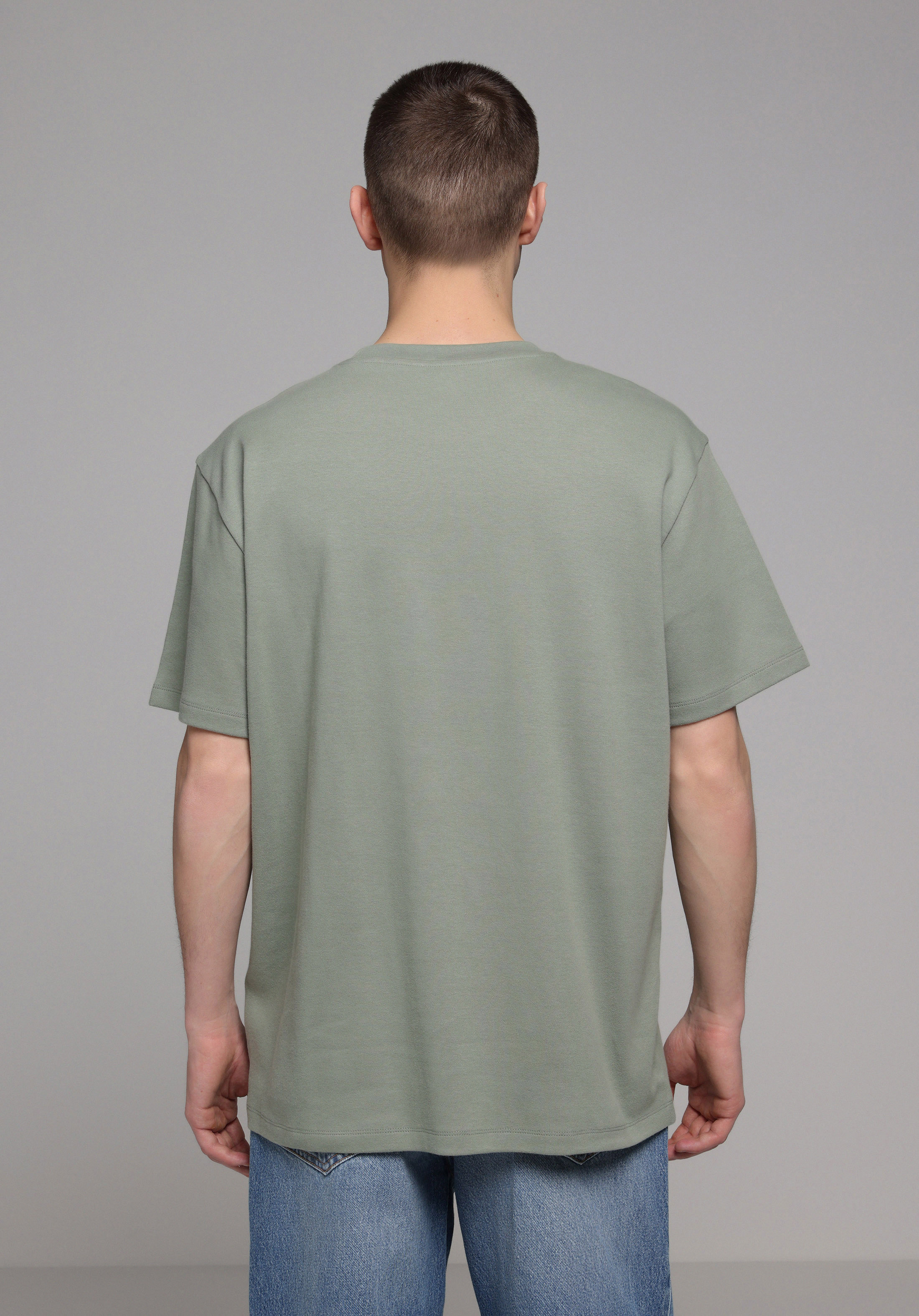 Comfort Fit Yuvarlak Yaka Düz Erkek Yeşil Kısa Kol Tişört