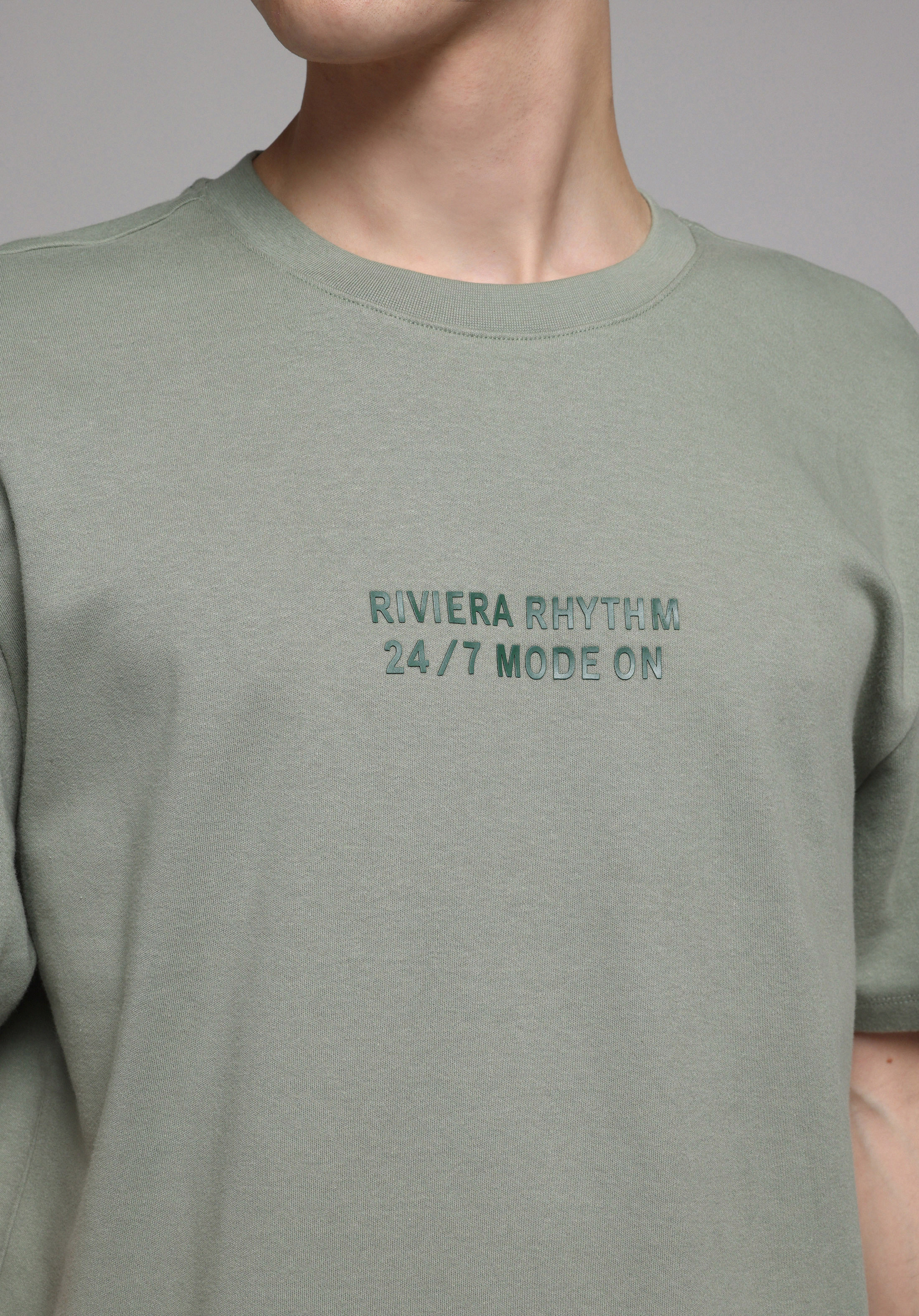 Comfort Fit Yuvarlak Yaka Düz Erkek Yeşil Kısa Kol Tişört