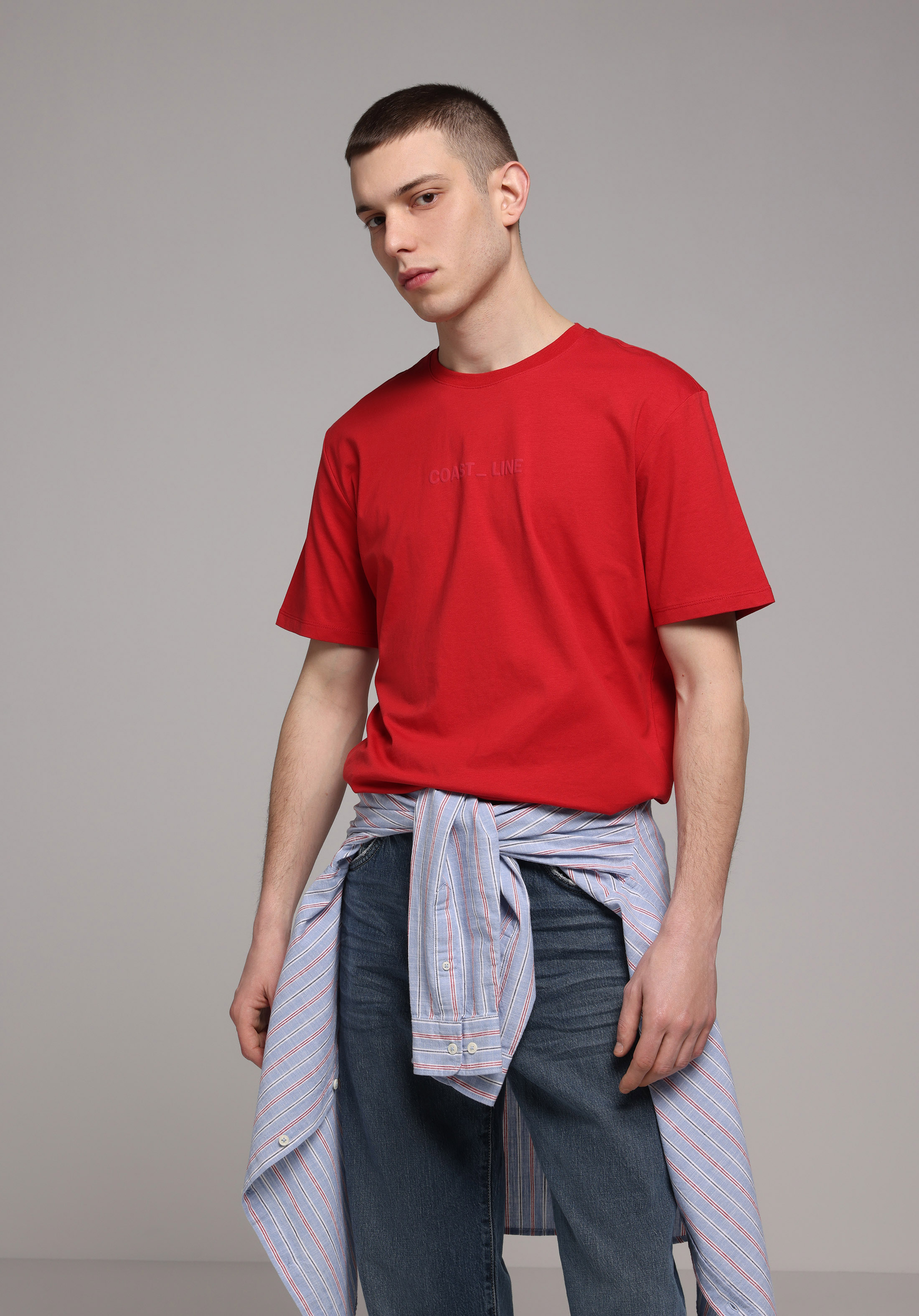 Regular Fit Yuvarlak Yaka Düz Erkek Kirmizi Kısa Kol Tişört