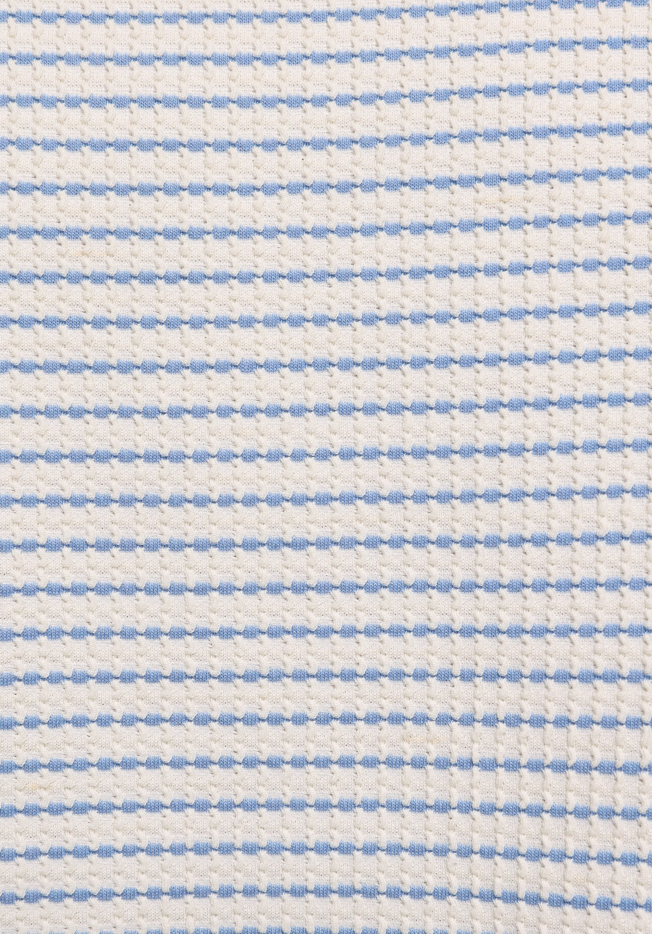 Slim Fit Yuvarlak Yaka Çizgili Kadın Mavi Kısa Kol Tişört