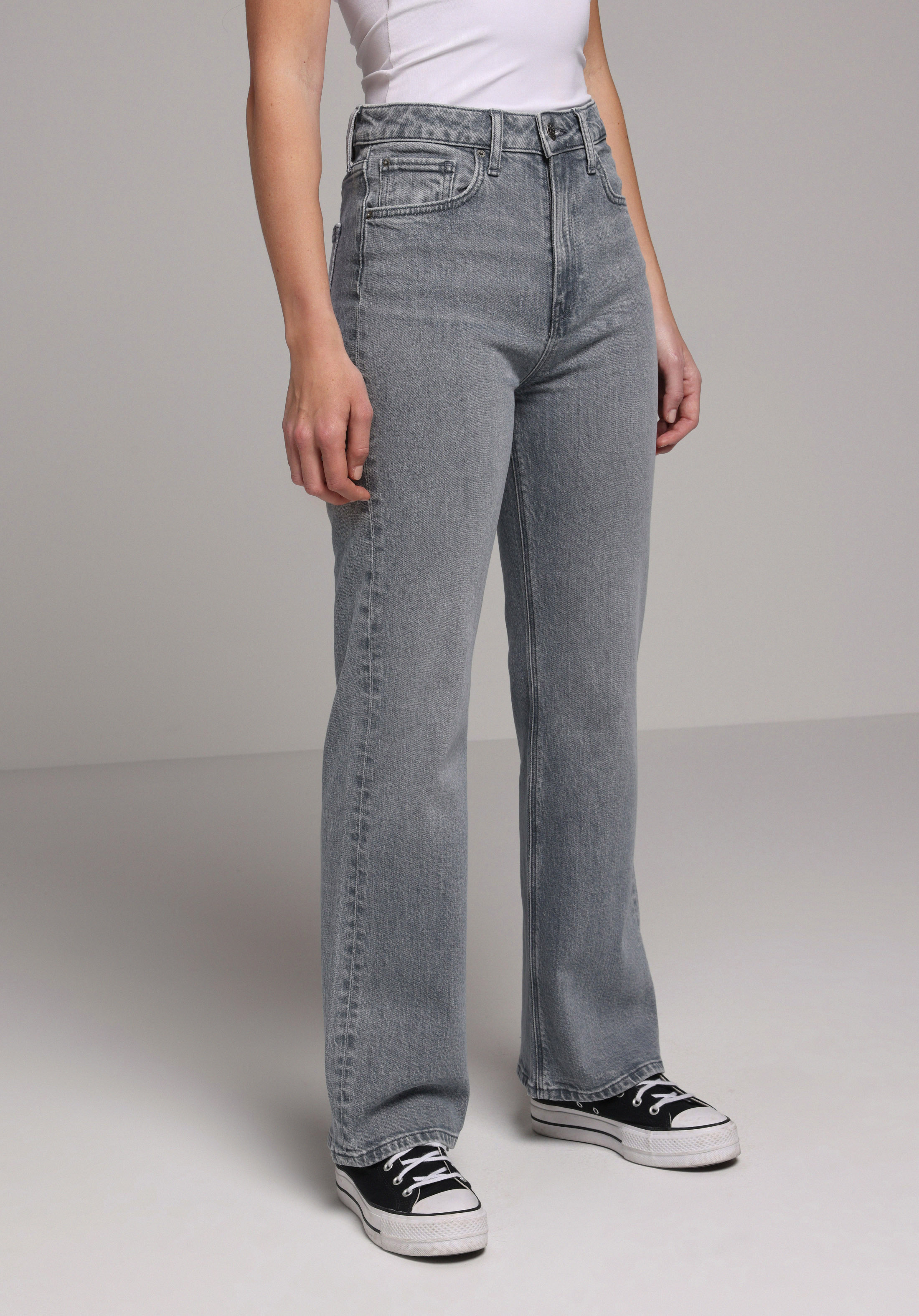 Straight Fit   Kadın Grey Denim Jean Pantolon