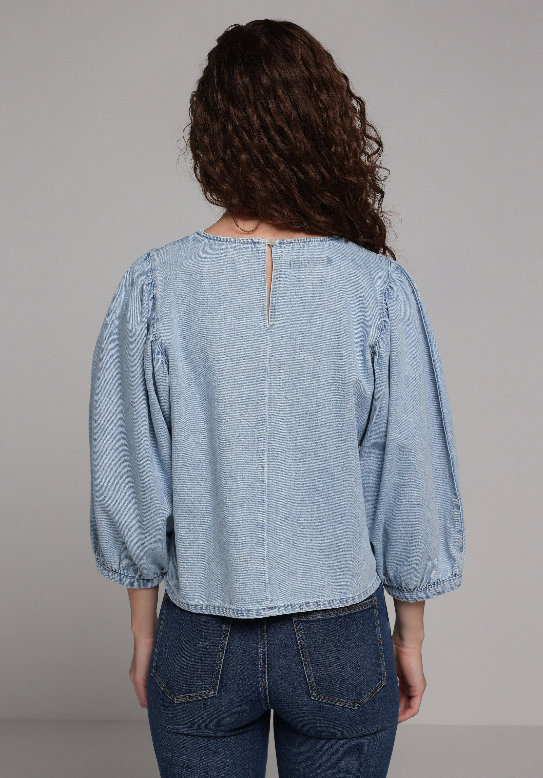 Regular Fit   Kadın Light İndigo Denim  Gömlek