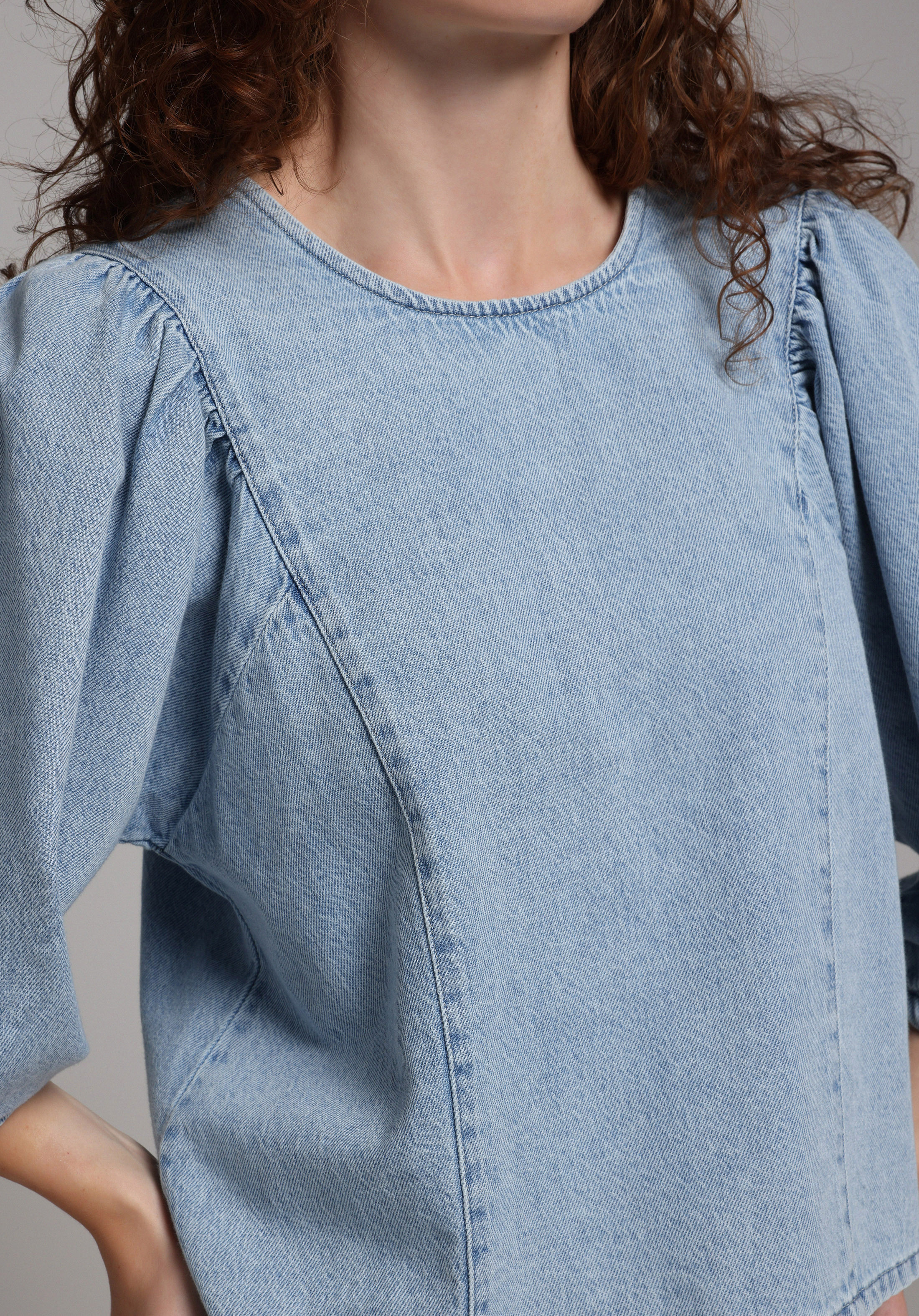 Regular Fit   Kadın Light İndigo Denim  Gömlek