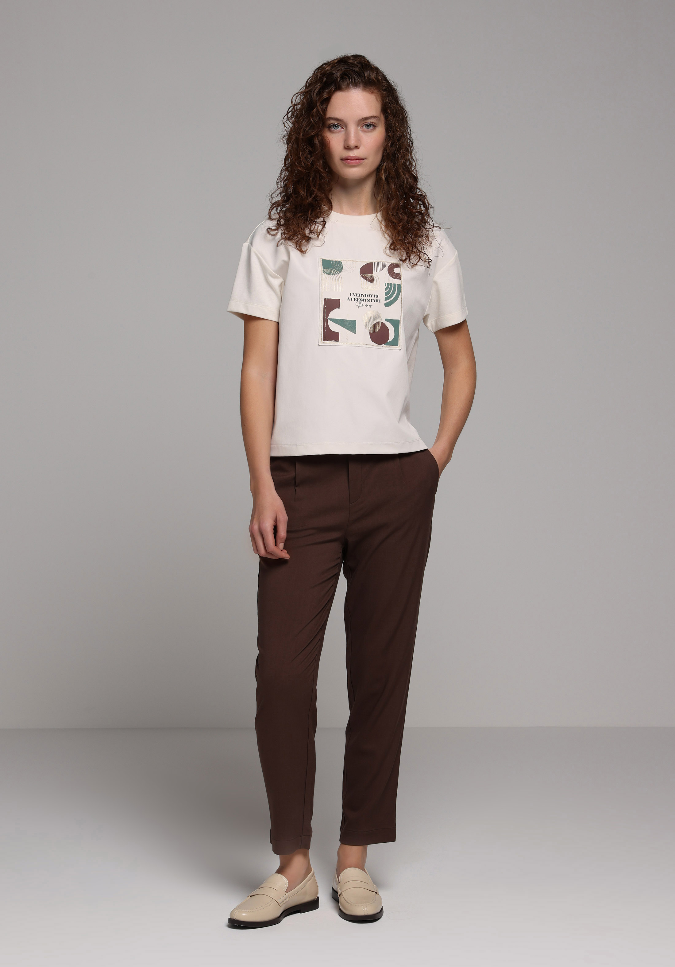 Regular Fit Yüksel Bel Düz Paça Kadın Kahverengi  Pantolon