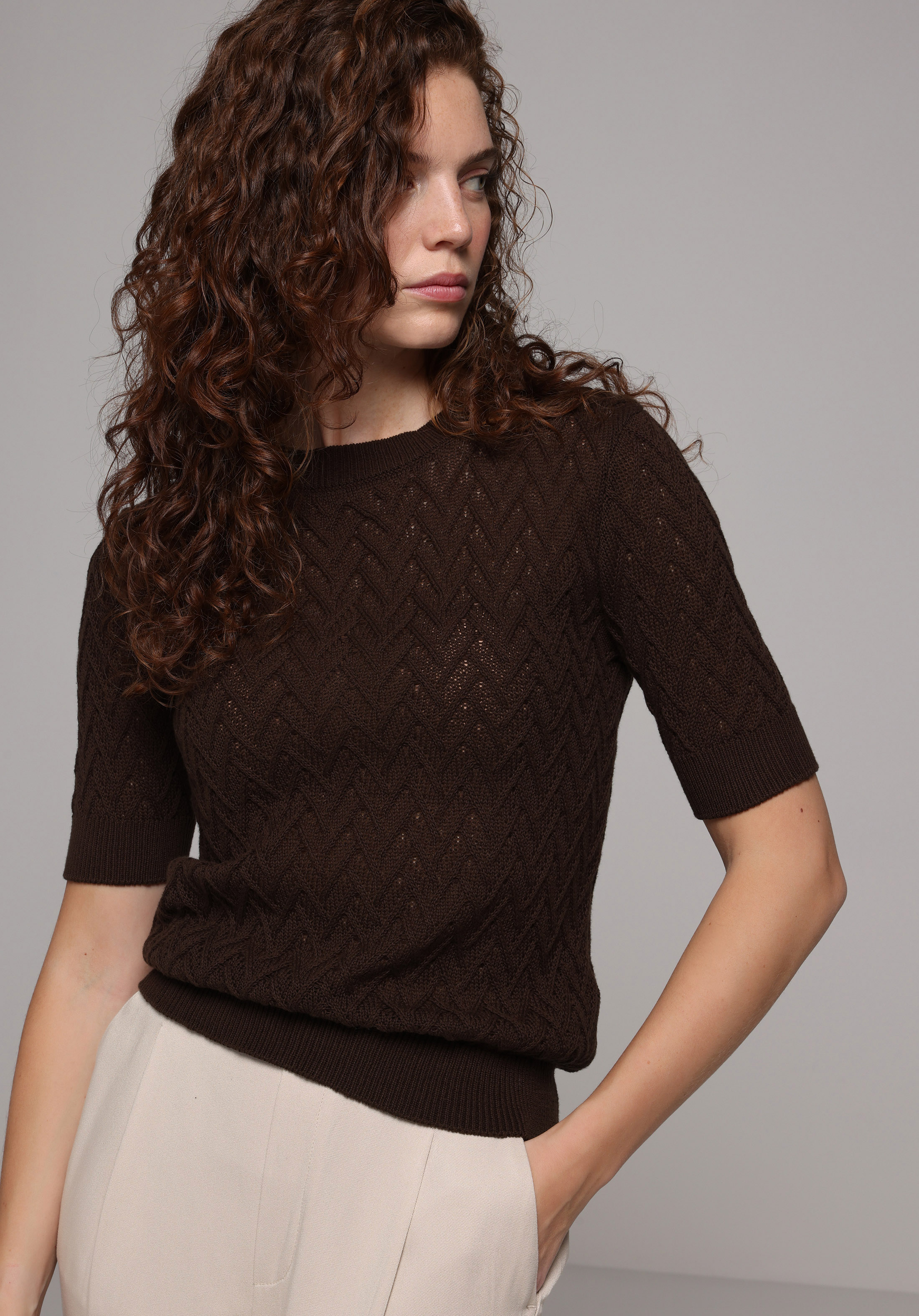 Slim Fit   Kadın Kahverengi  Kazak