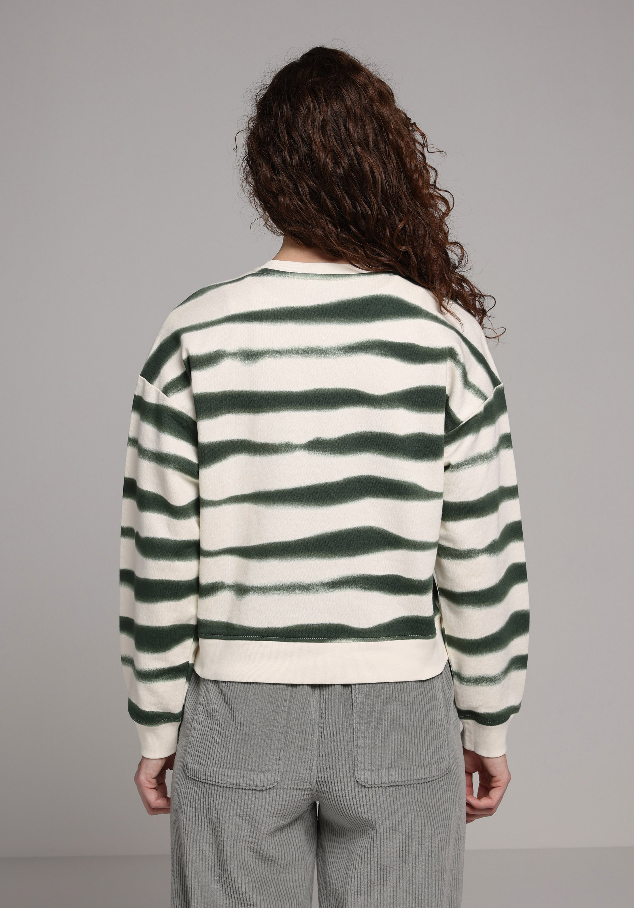 Regular Fit Yuvarlak Yaka Batik Kadın Yeşil Sweatshirt