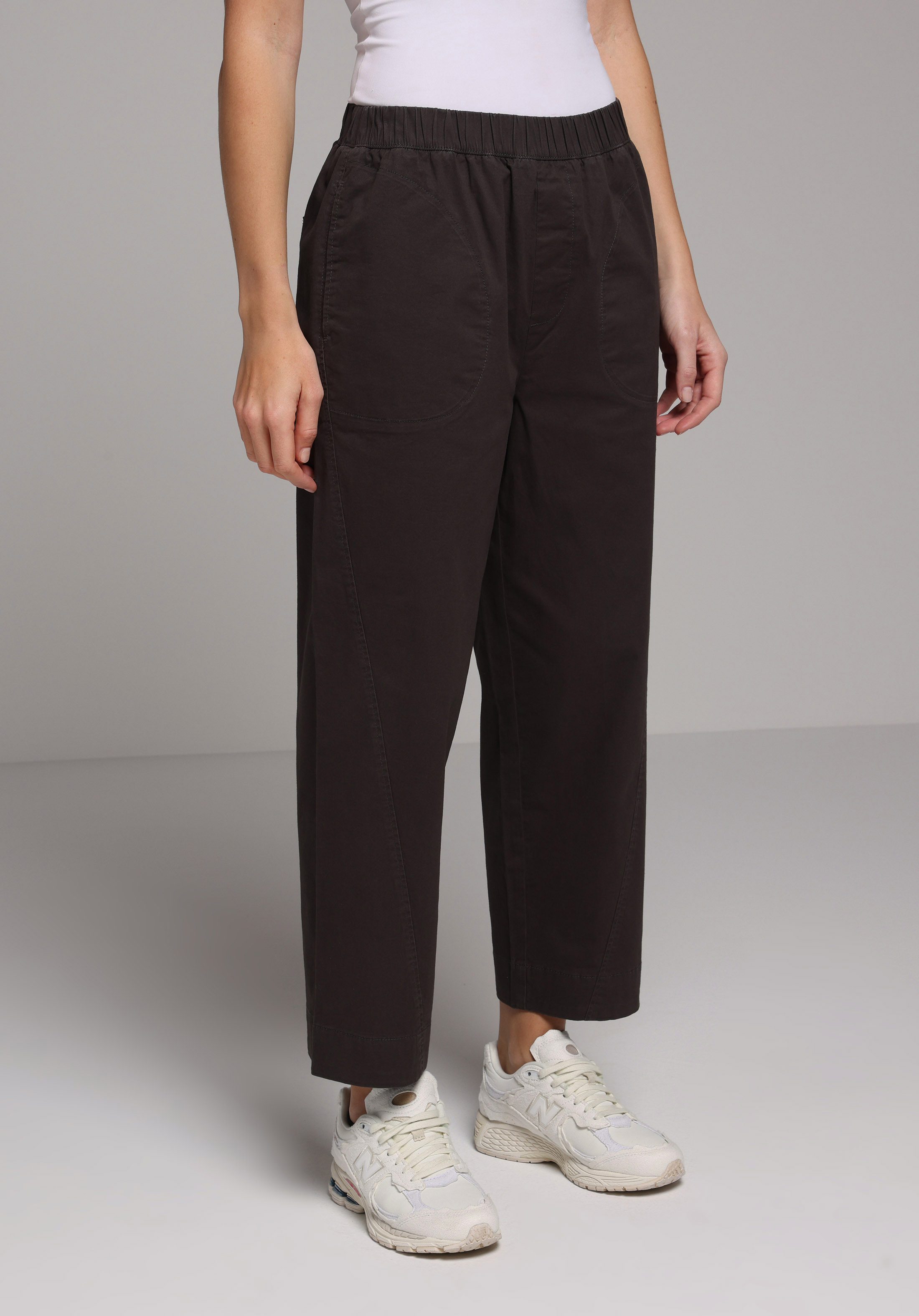 Regular Fit Yüksel Bel Geniş Paça Kadın Antrasit  Pantolon