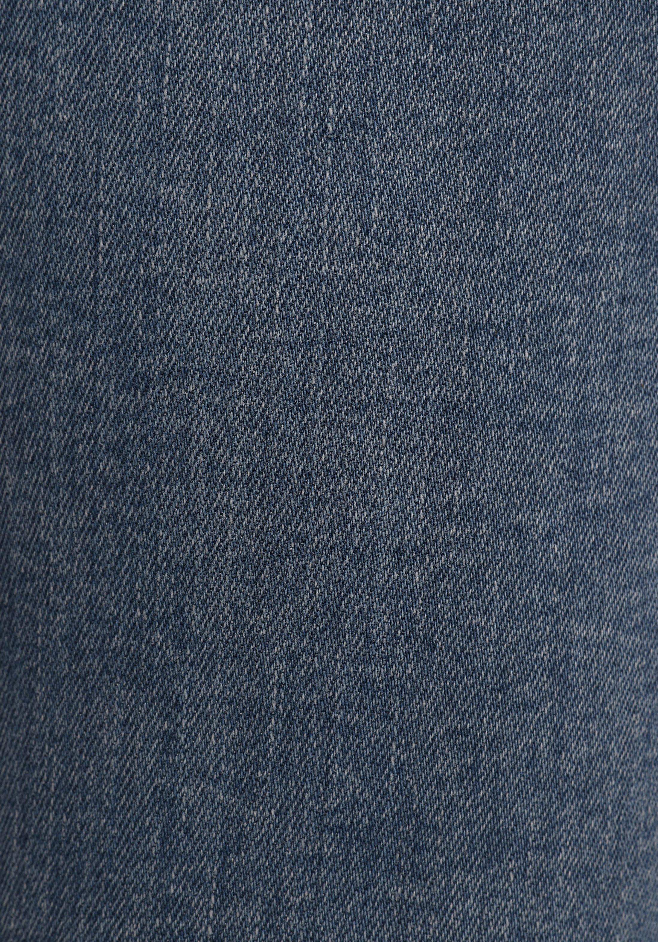 Slim Fit Orta Bel Düz Paça Kadın Mid İndigo Denim Jean Pantolon